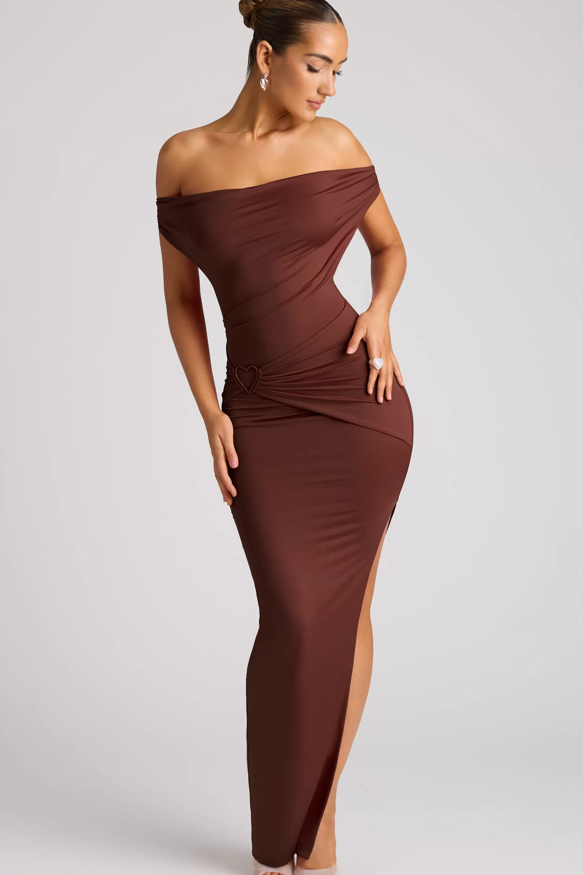 Oh Polly Multiwear Cowl Neck Wrap Over Evening Gown in Chocolate Brown ChocolateBrown Outlet