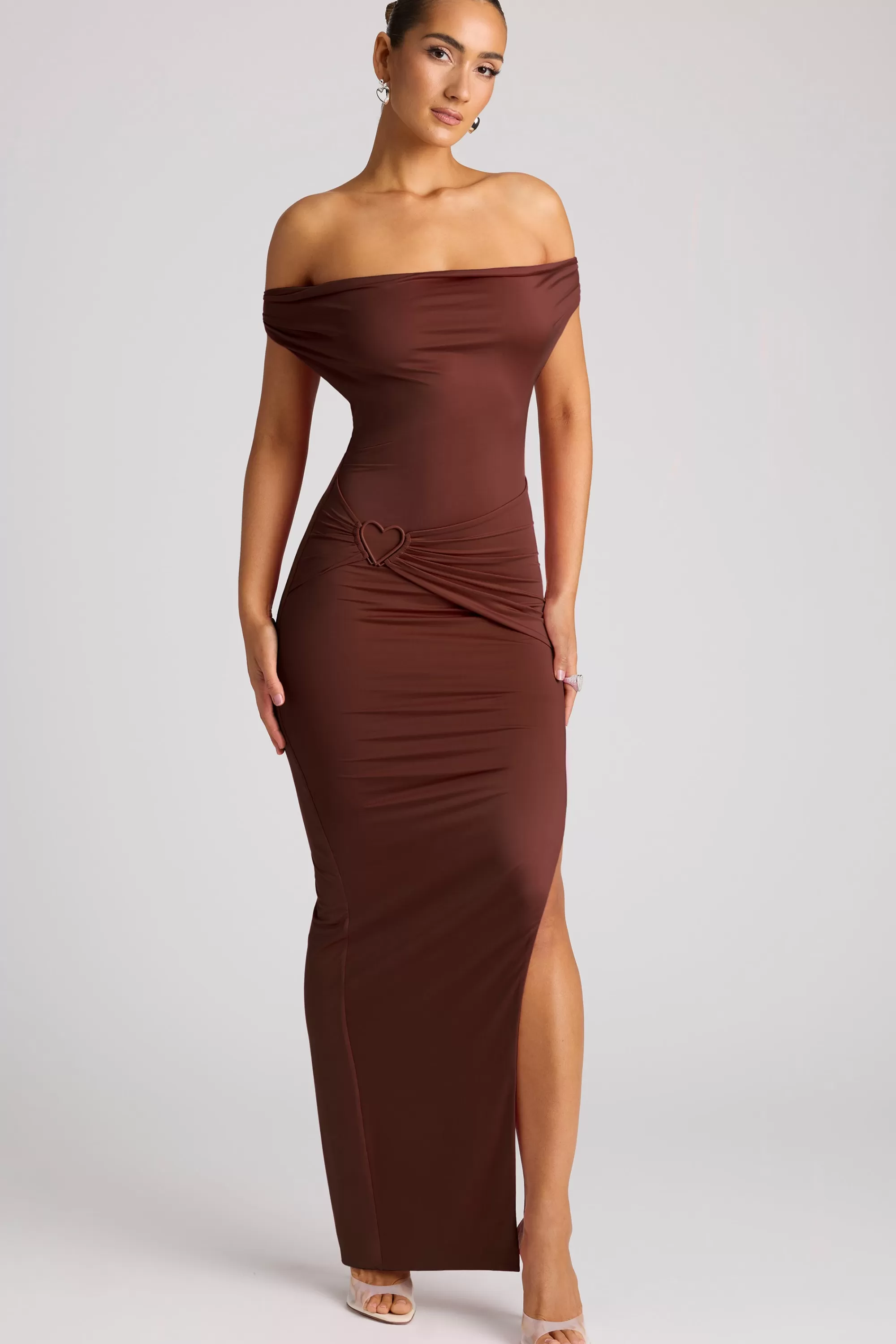 Oh Polly Multiwear Cowl Neck Wrap Over Evening Gown in Chocolate Brown ChocolateBrown Outlet