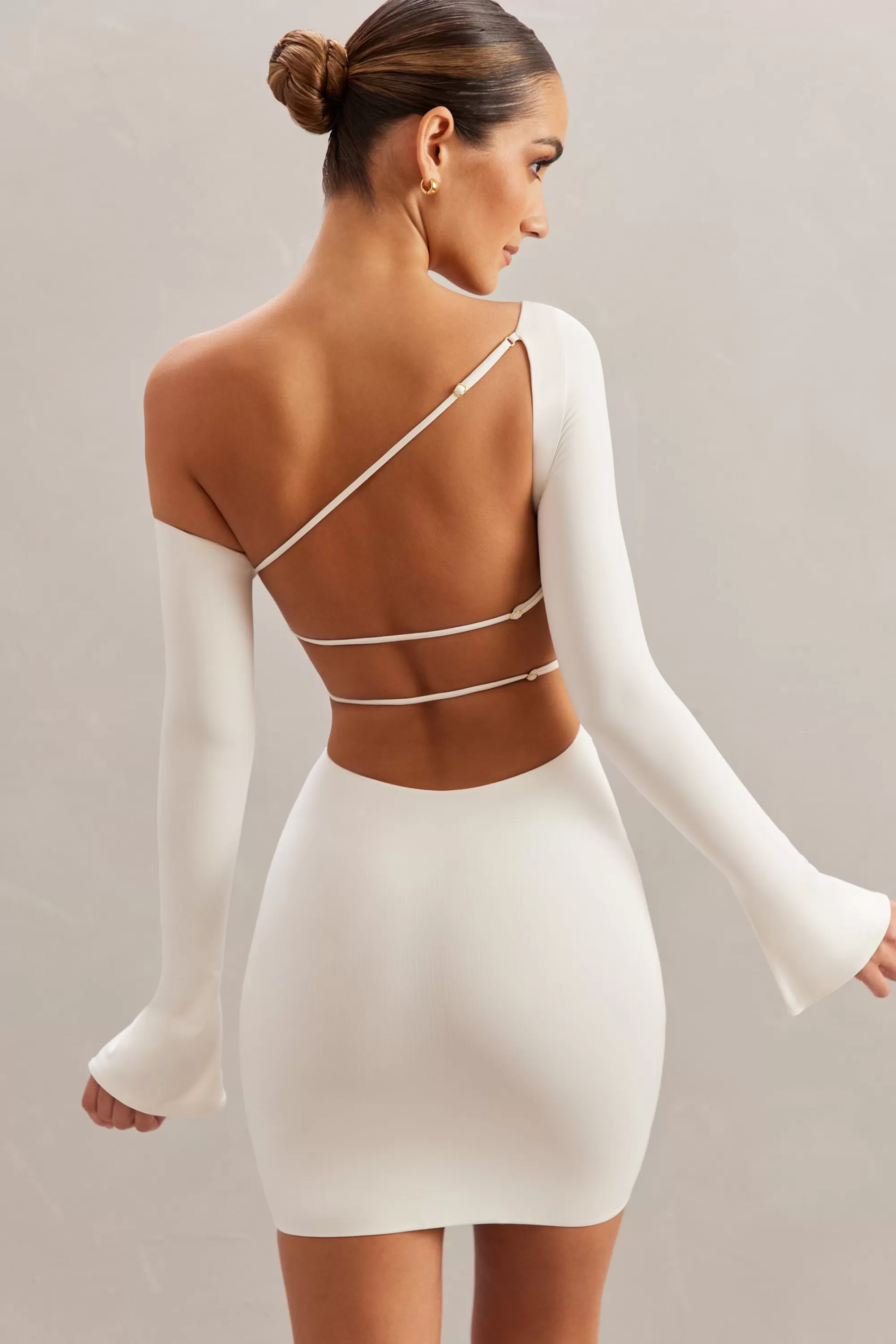 Oh Polly Off The Shoulder Mini Dress in Ivory Shop