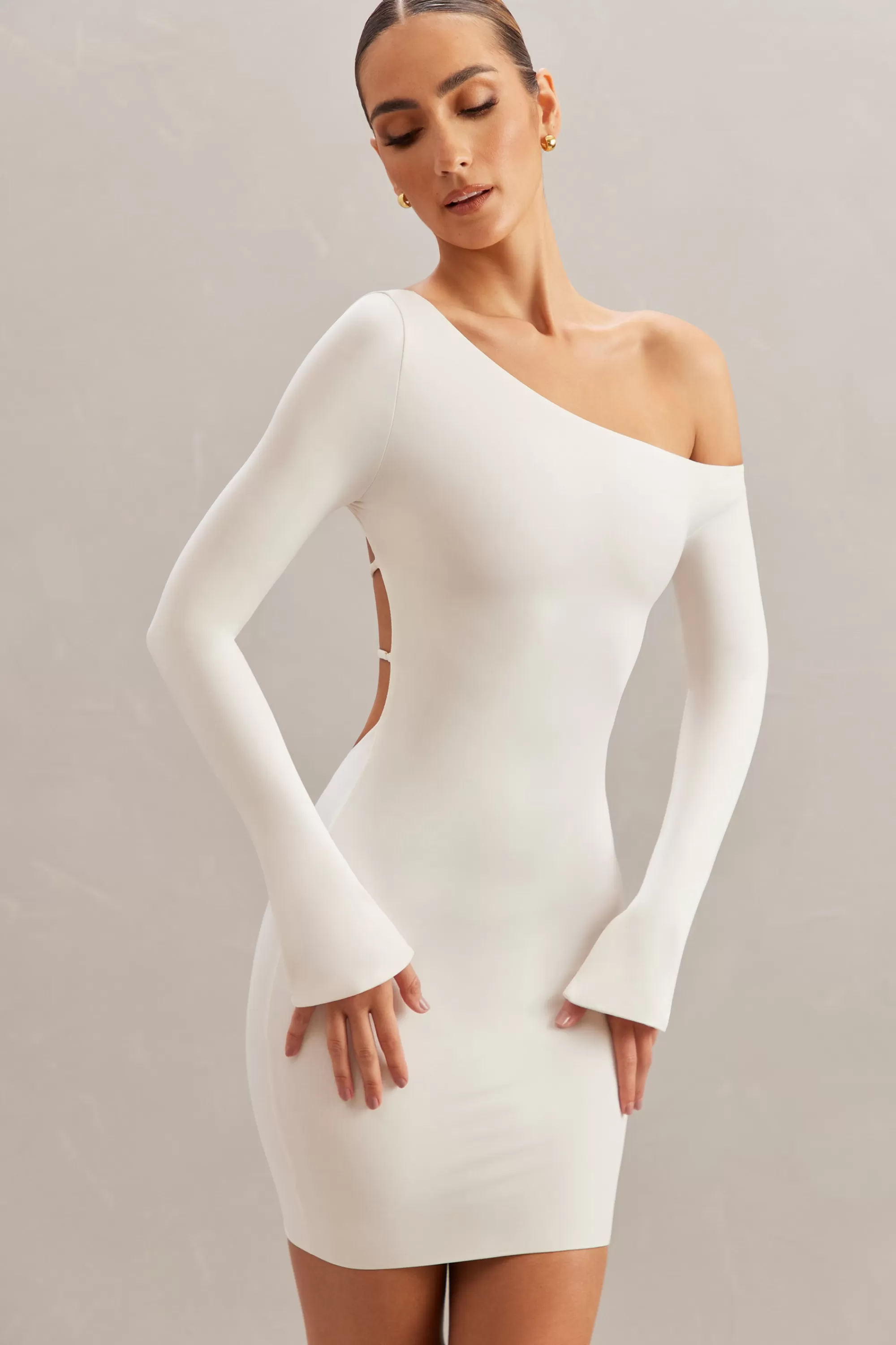 Oh Polly Off The Shoulder Mini Dress in Ivory Shop