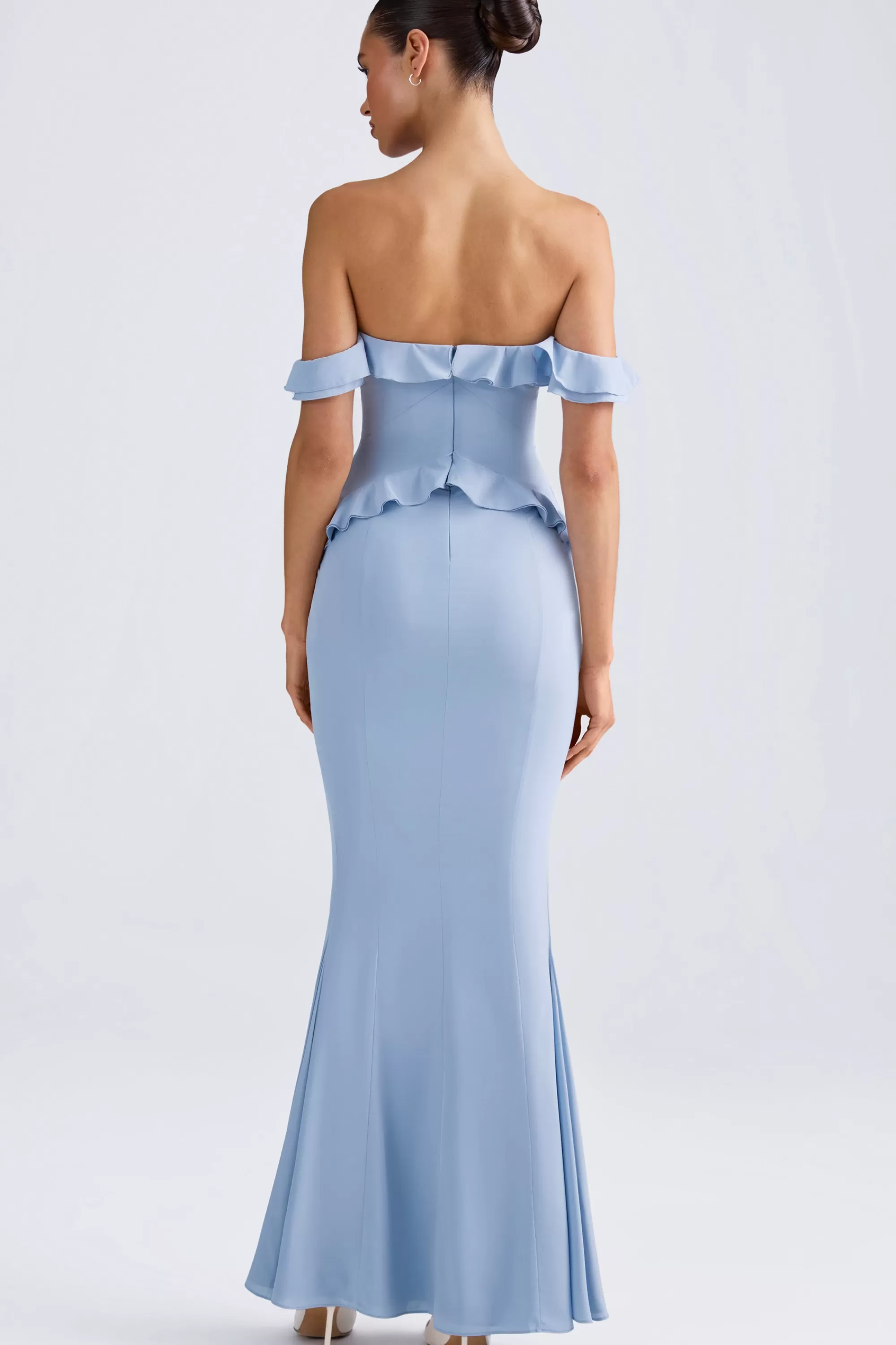 Oh Polly Off-Shoulder Ruffle-Trim Gown in Light Blue LightBlue Store