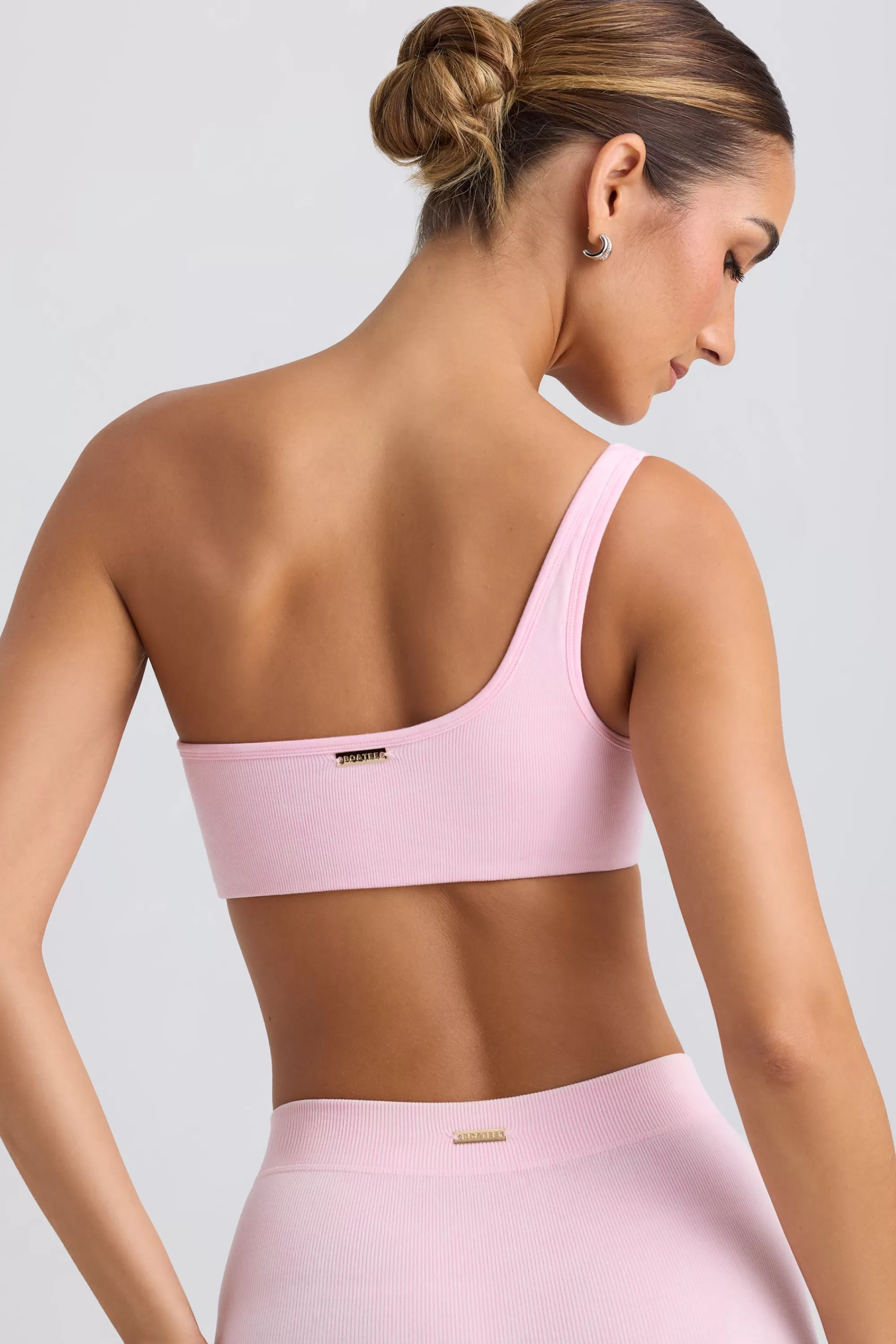 Oh Polly One-Shoulder Sports Bra in Washed Ice Pink WashedIcePink Cheap