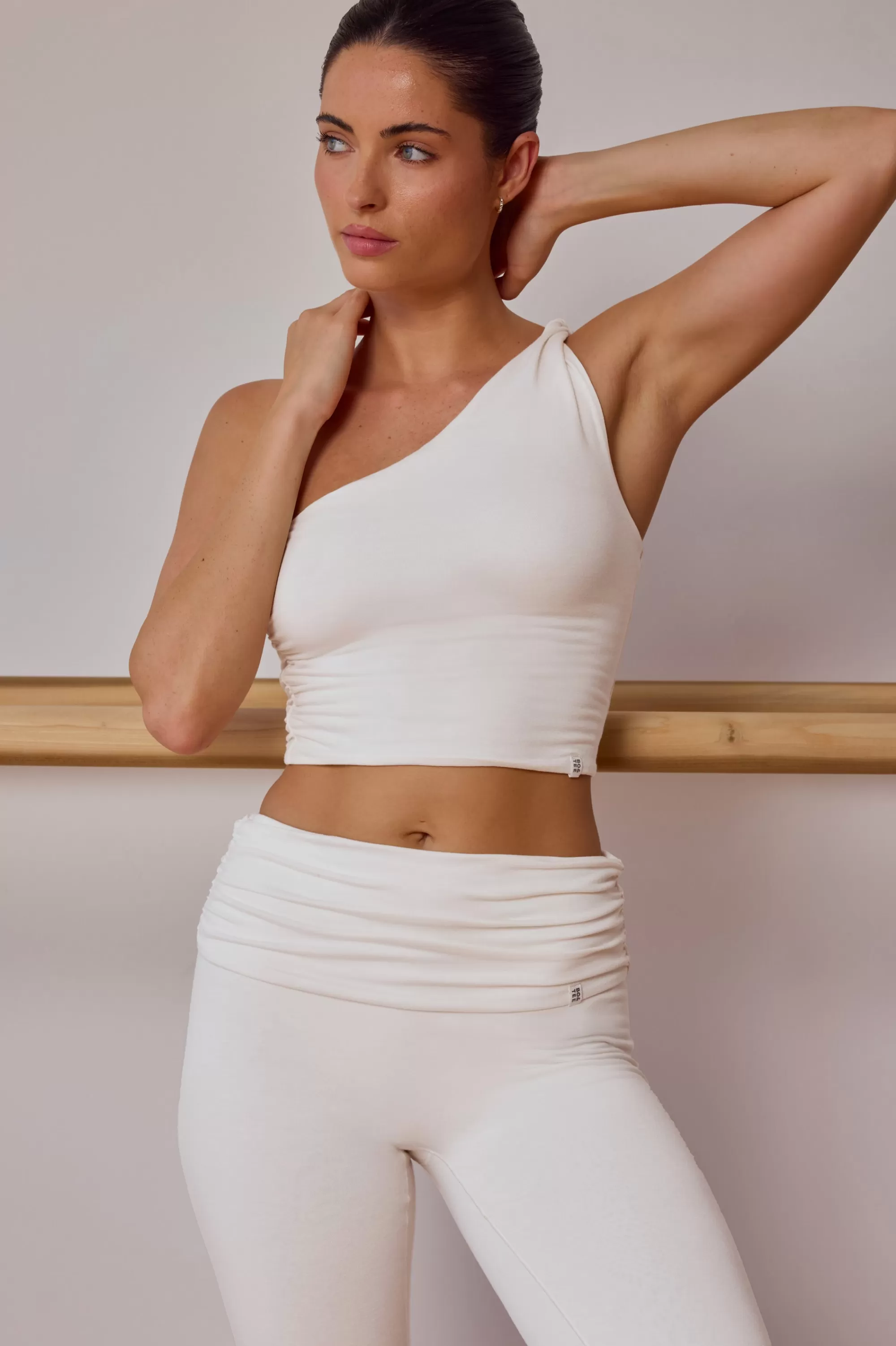 Oh Polly One-Shoulder Twisted Tank Top in Soft White SoftWhite Flash Sale