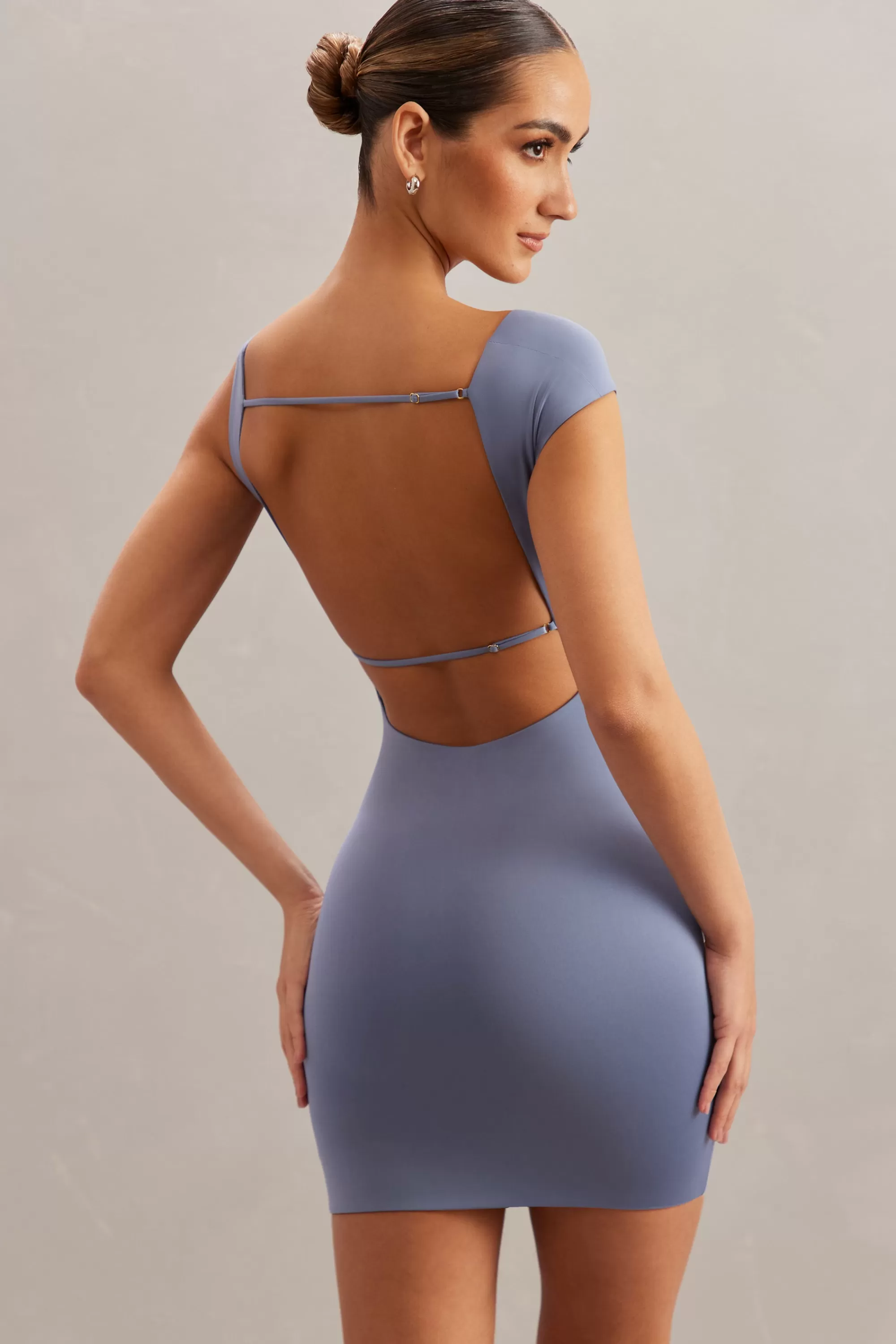 Oh Polly Open Back Mini Dress in Blue Online