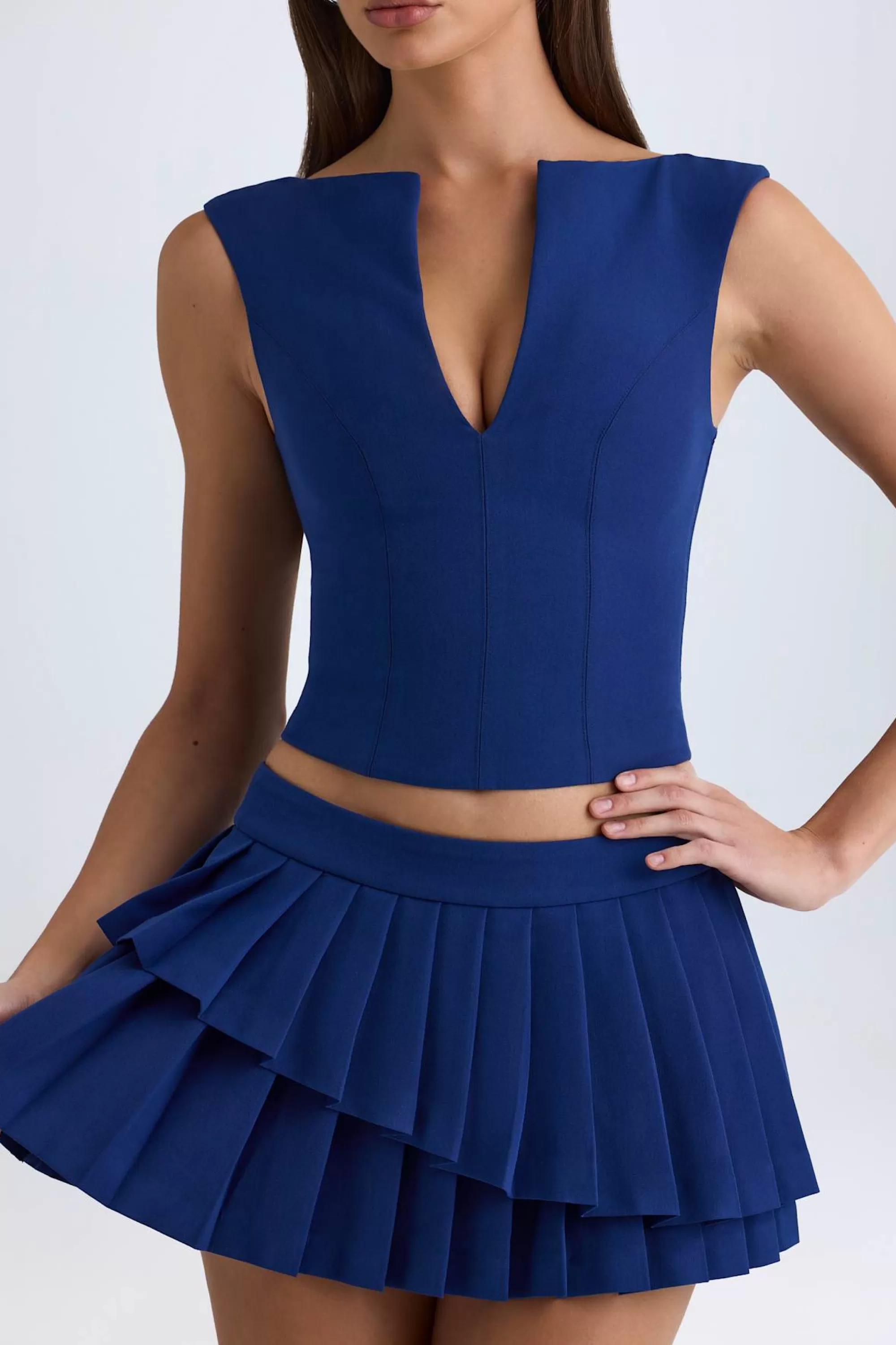 Oh Polly Open-Front Crop Top in True Navy TrueNavy Fashion