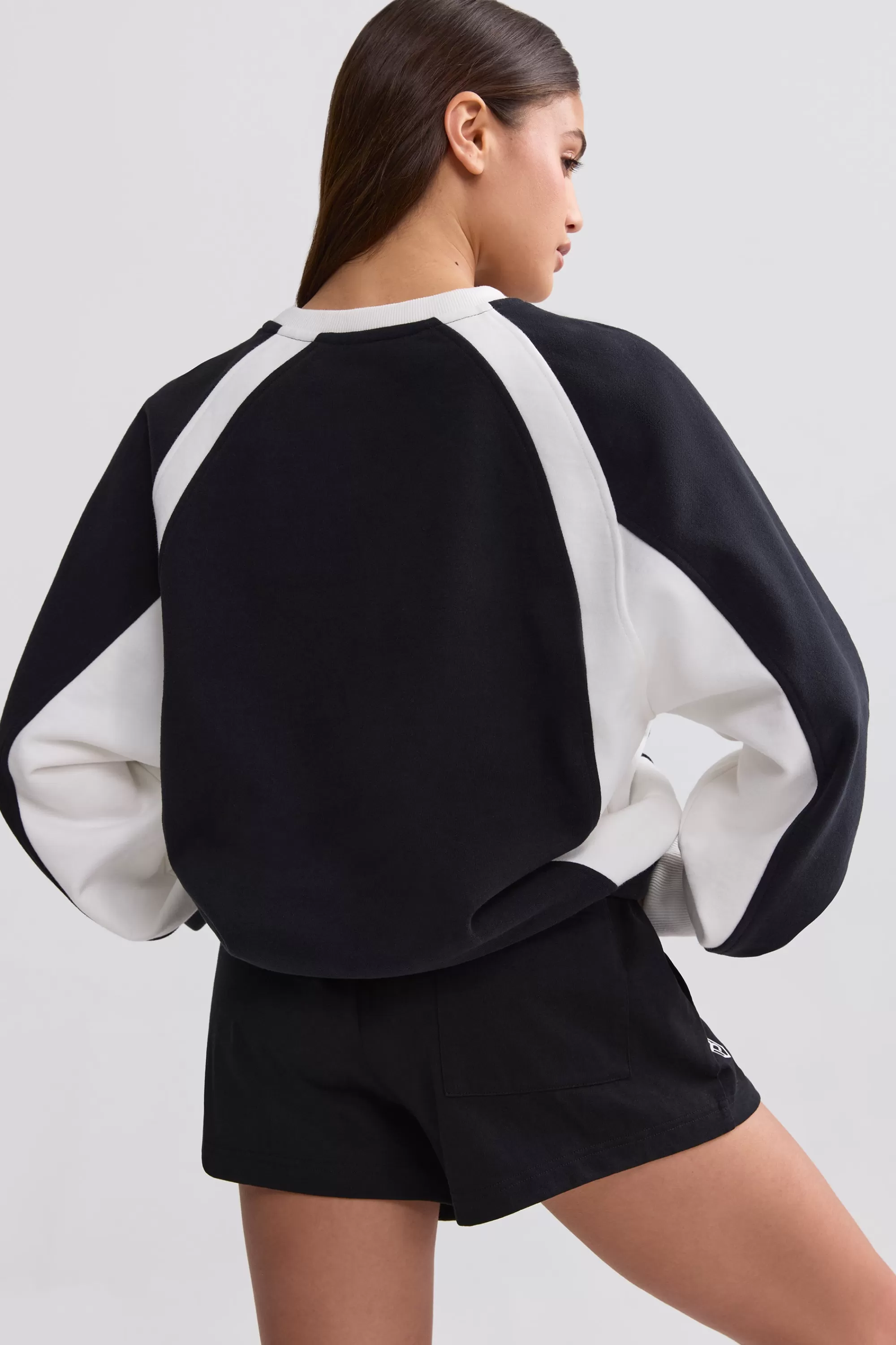 Oh Polly Oversized Colourblock Sweatshirt in Black Discount