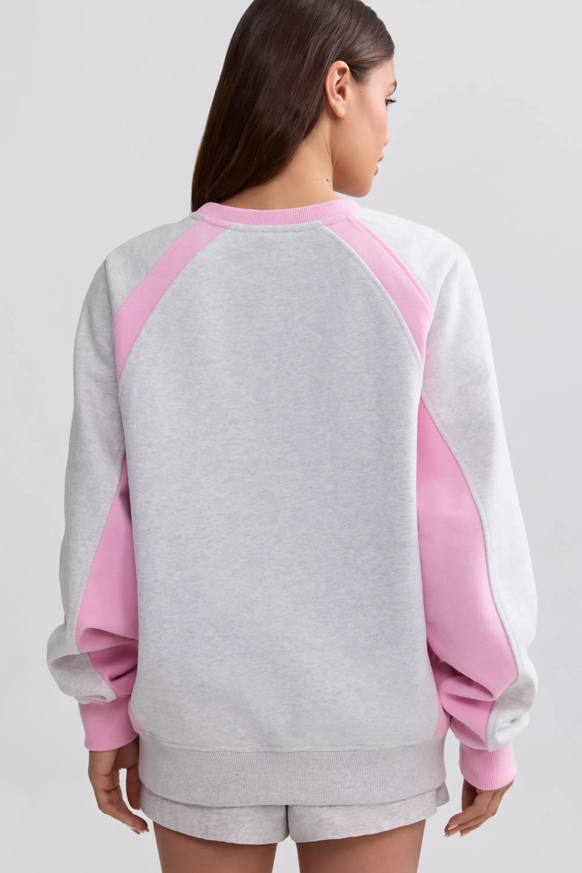 Oh Polly Oversized Colourblock Sweatshirt in Grey Marl GreyMarl Sale