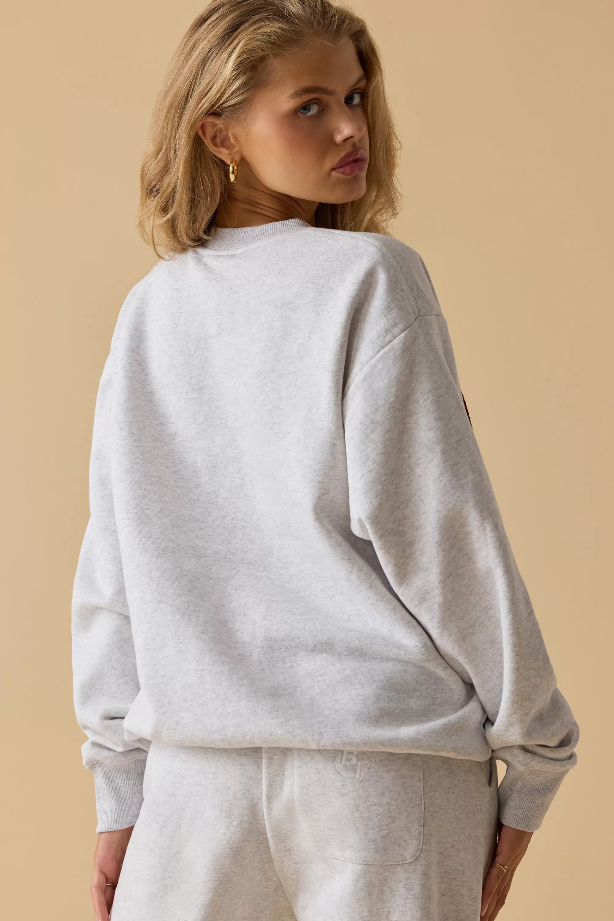 Oh Polly Oversized Crew Neck Sweatshirt in Heather Grey HeatherGrey New