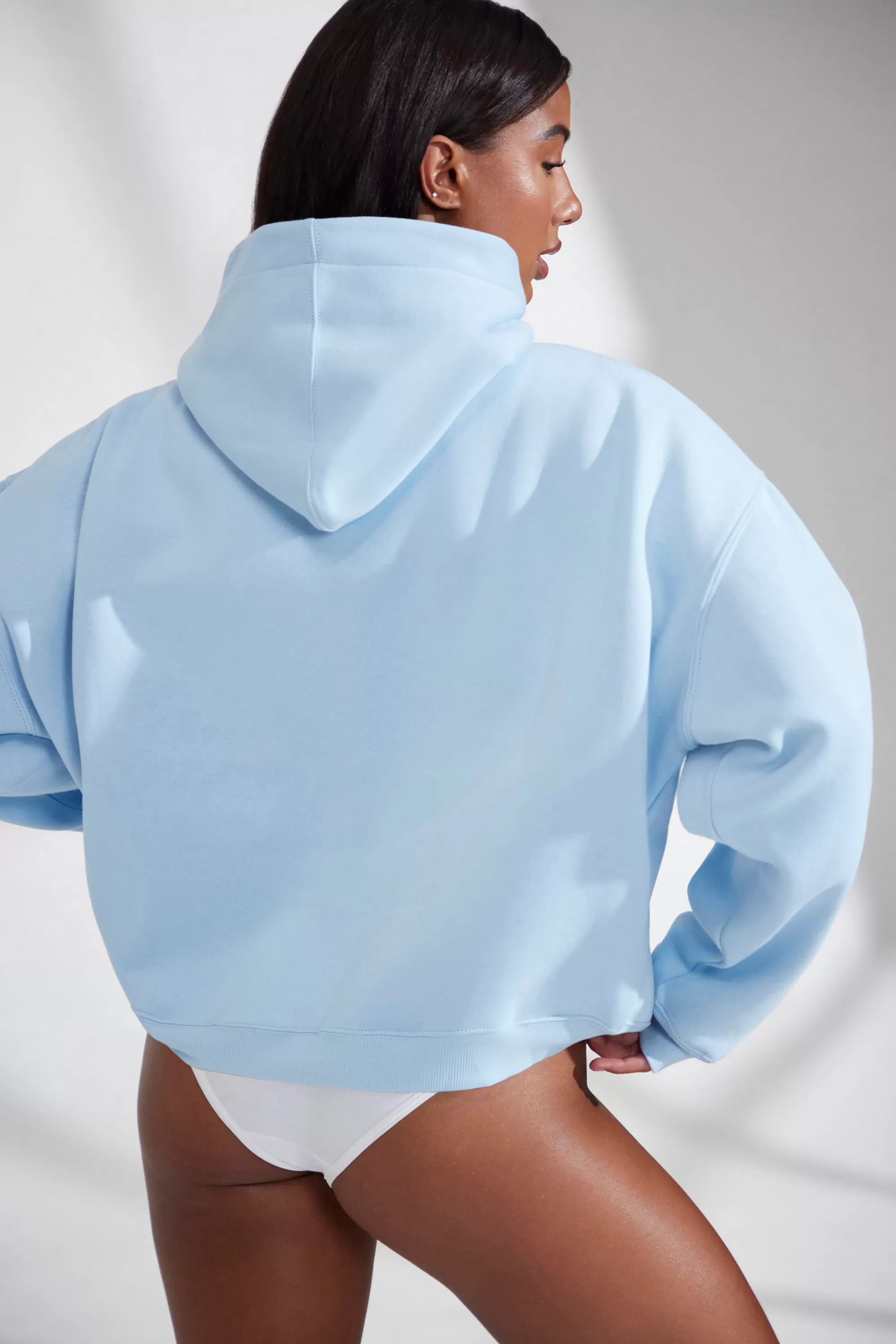 Oh Polly Oversized Hooded Sweatshirt in Baby Blue BabyBlue Cheap