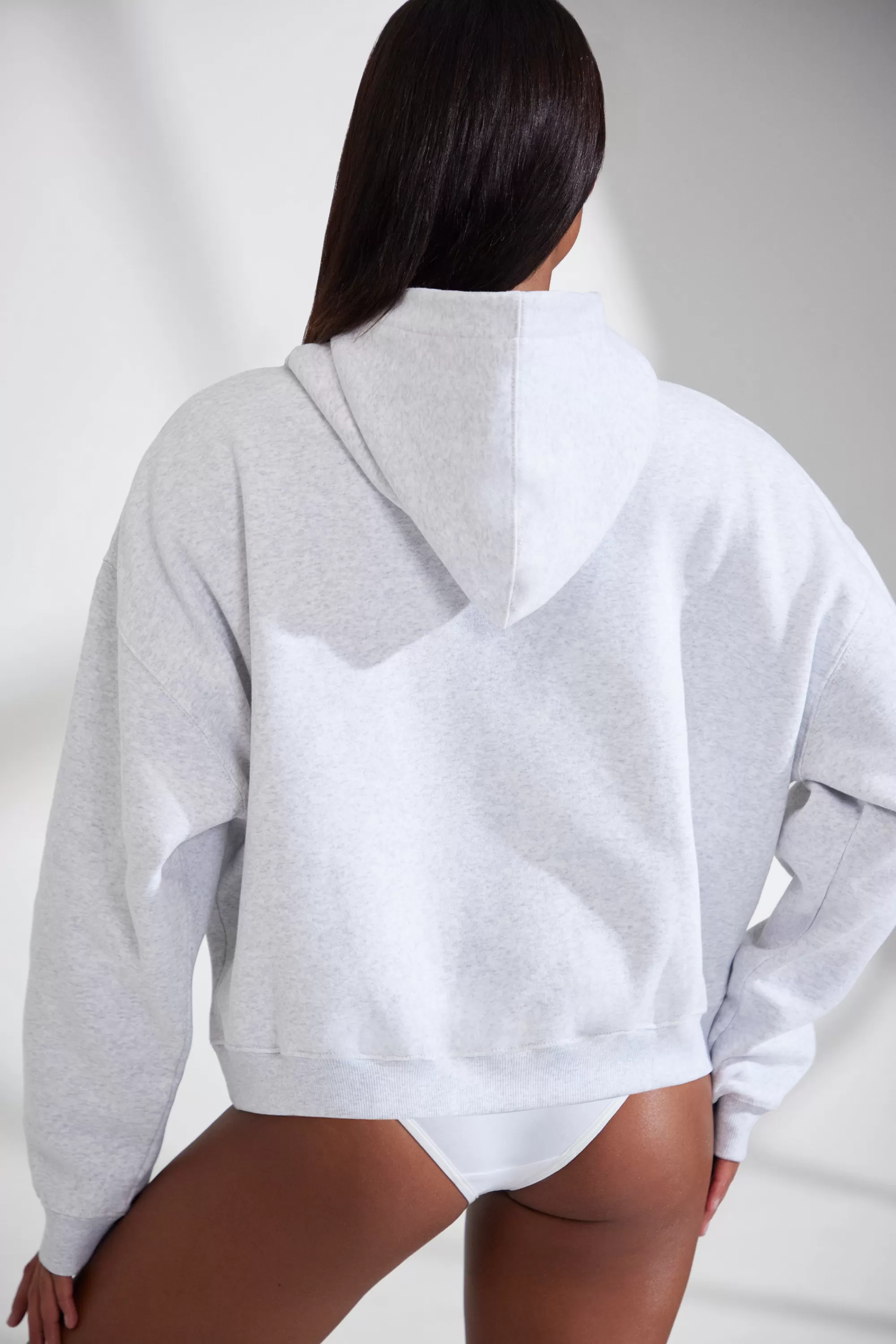 Oh Polly Oversized Hooded Sweatshirt in Heather Grey HeatherGrey Sale