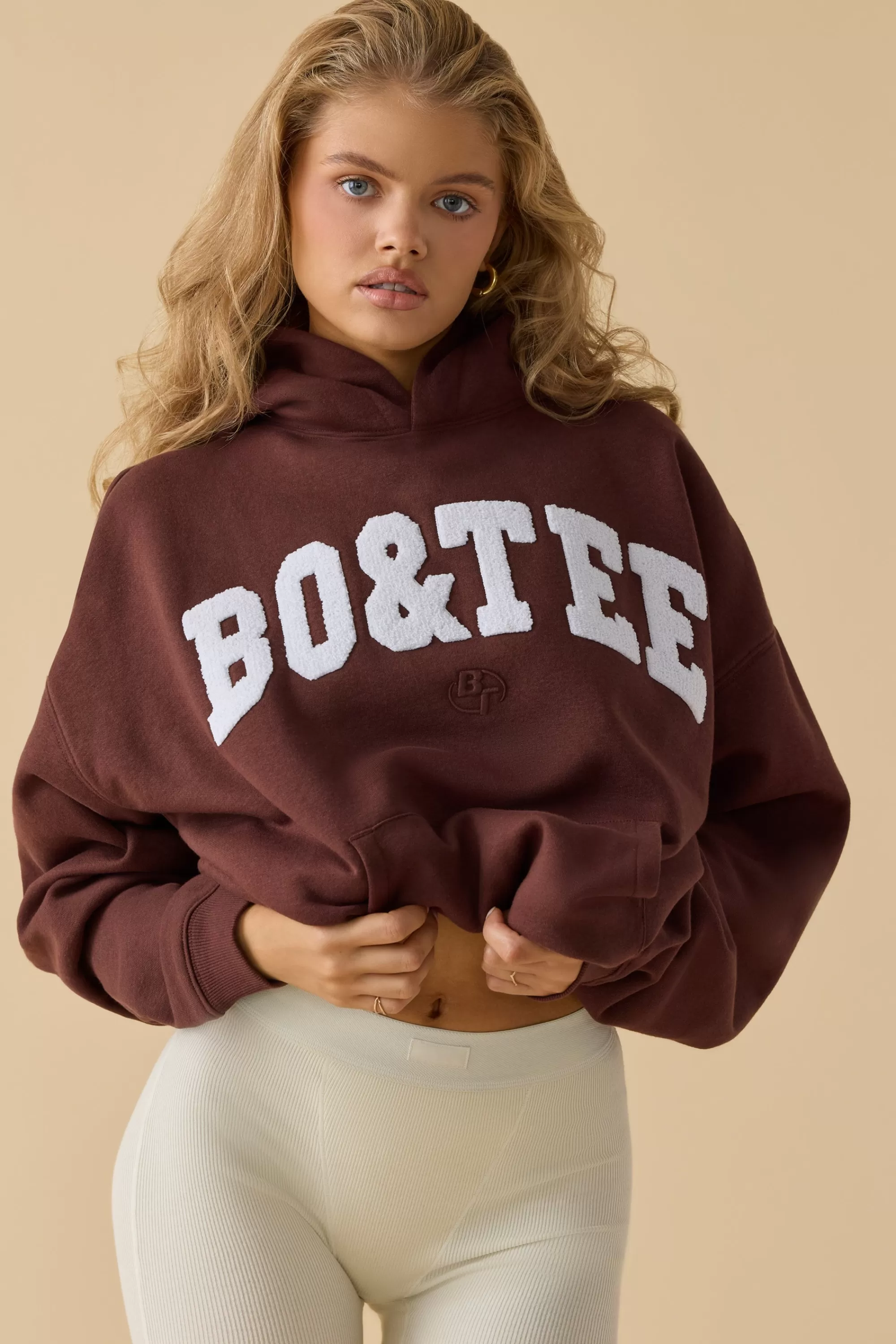 Oh Polly Oversized Hooded Sweatshirt in Mahogany Fashion