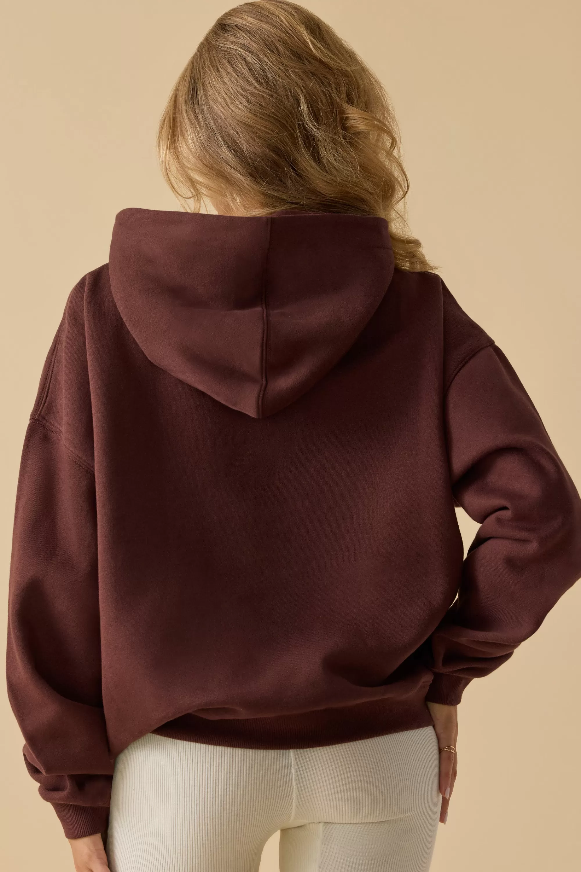 Oh Polly Oversized Hooded Sweatshirt in Mahogany Fashion