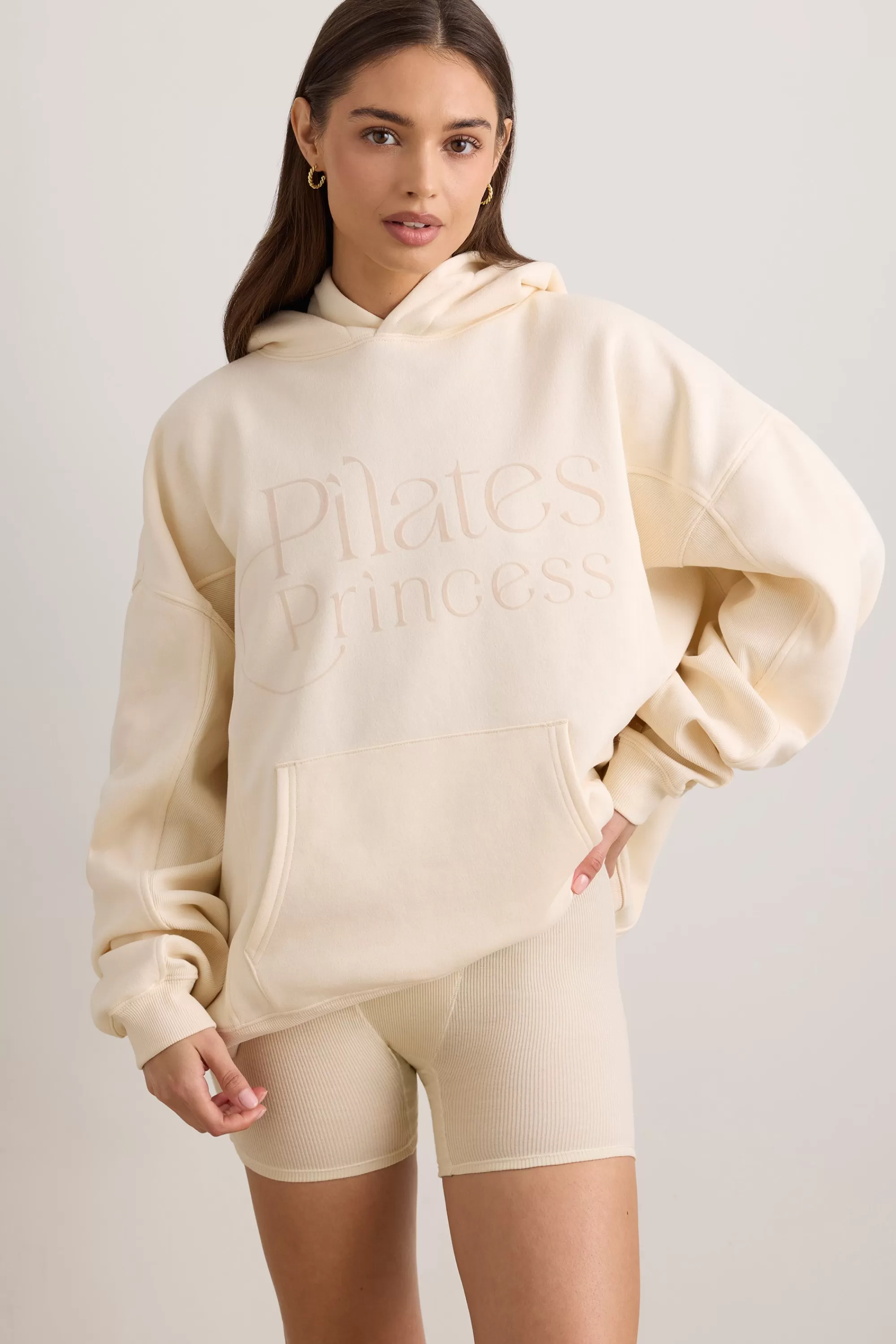 Oh Polly Oversized Hooded Sweatshirt in Vanilla Online