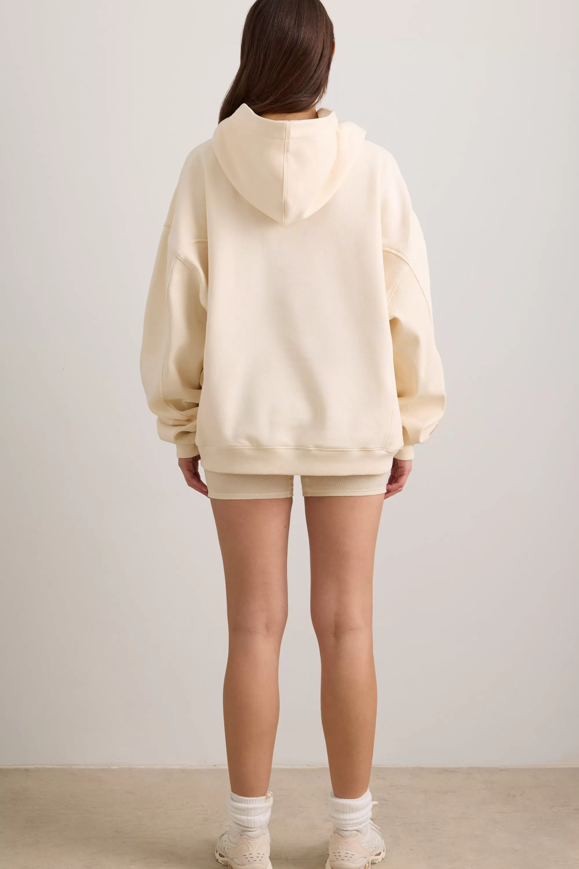 Oh Polly Oversized Hooded Sweatshirt in Vanilla Online