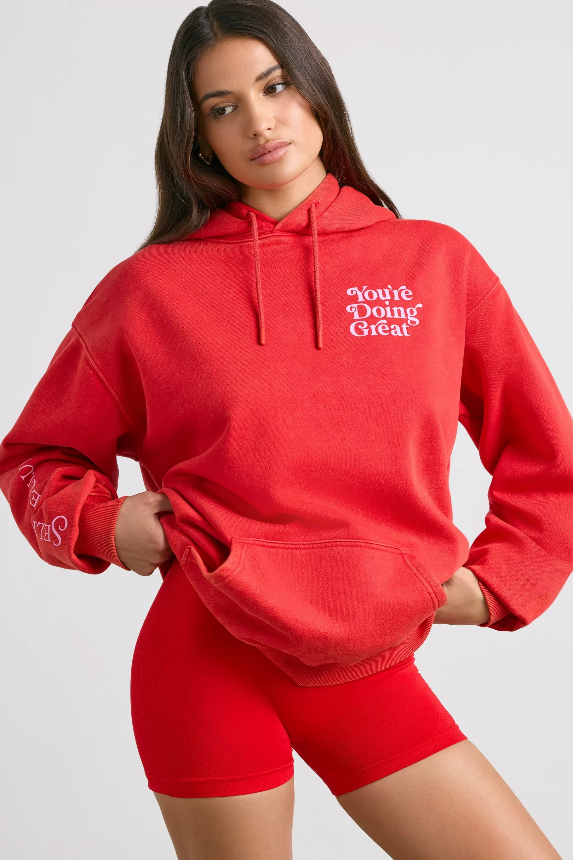 Oh Polly Oversized Hoodie in Red Fashion