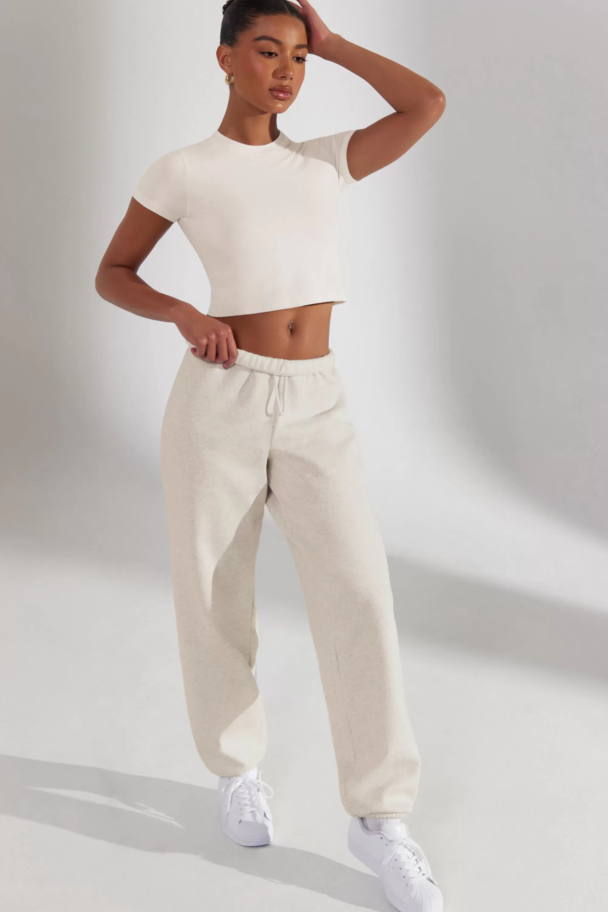 Oh Polly Oversized Joggers in Heather Oat HeatherOat Flash Sale