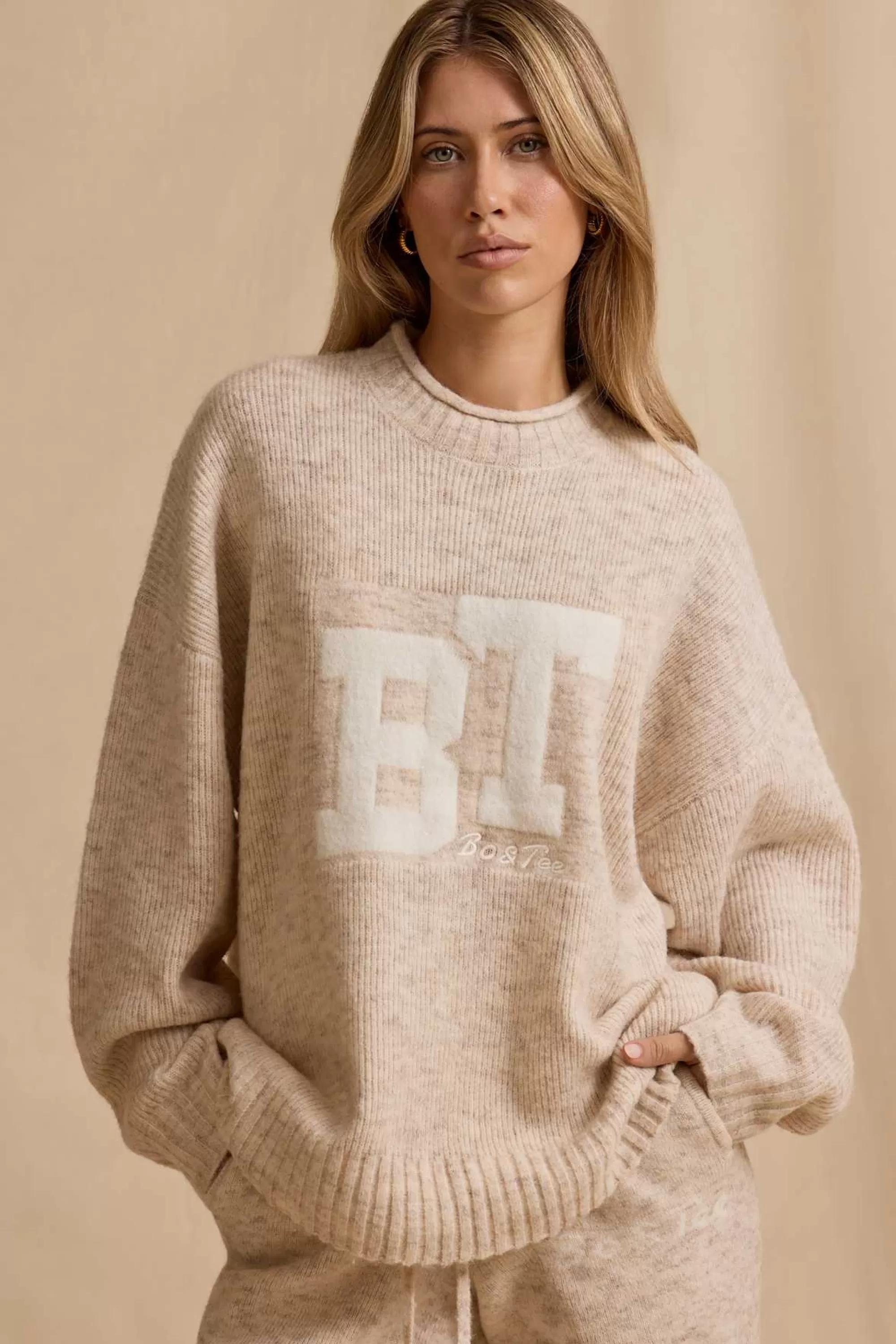 Oh Polly Oversized Knit Jumper in Cream Marl CreamMarl Best