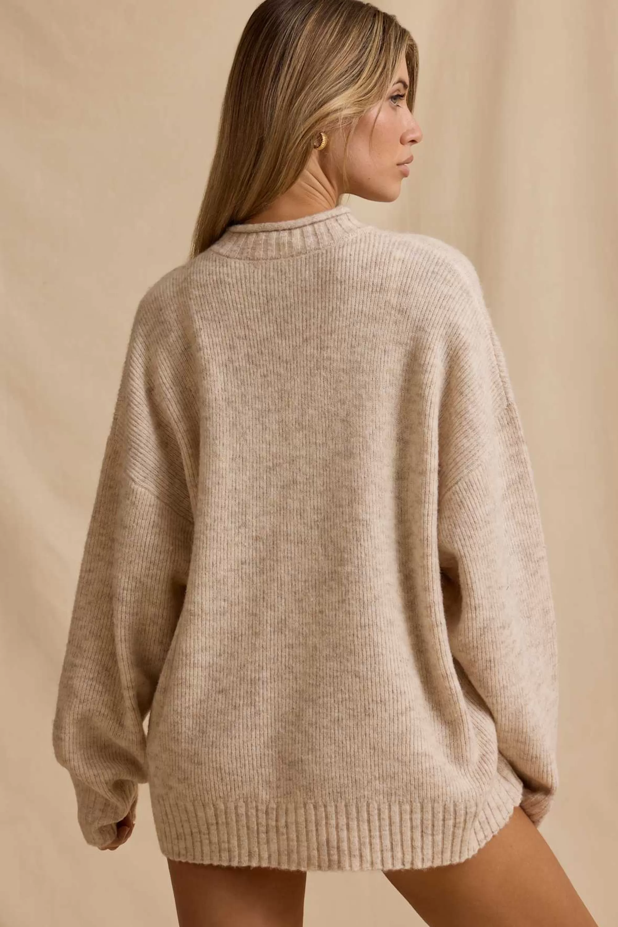 Oh Polly Oversized Knit Jumper in Cream Marl CreamMarl Best