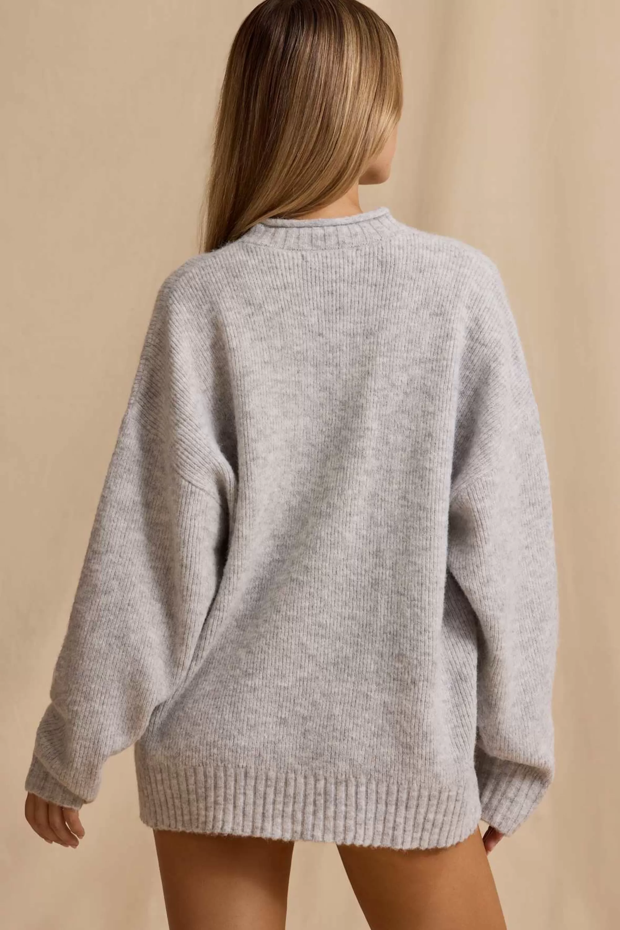 Oh Polly Oversized Knit Jumper in Ice Marl IceMarl Sale