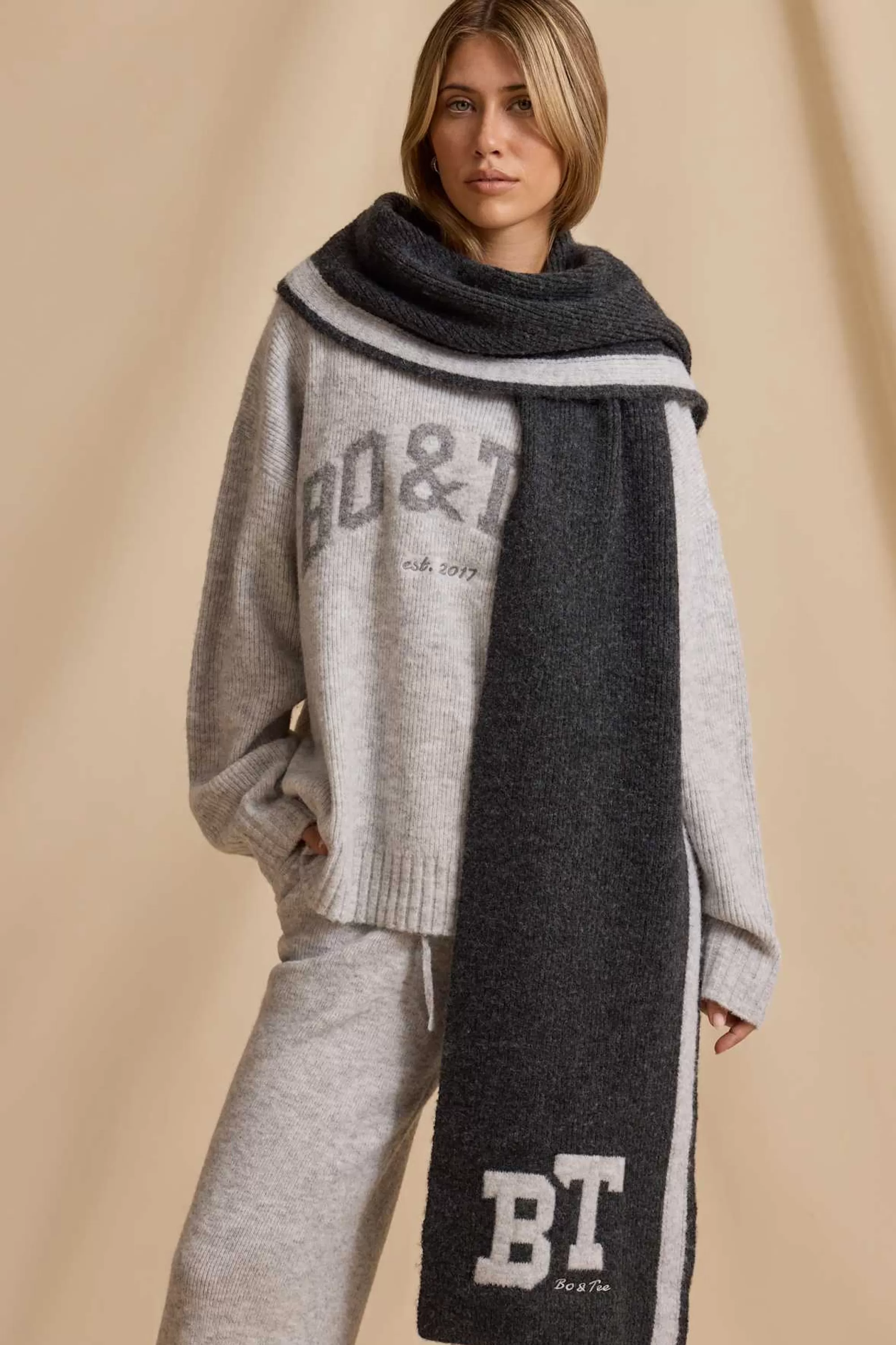 Oh Polly Oversized Knit Scarf in Charcoal Marl CharcoalMarl Cheap