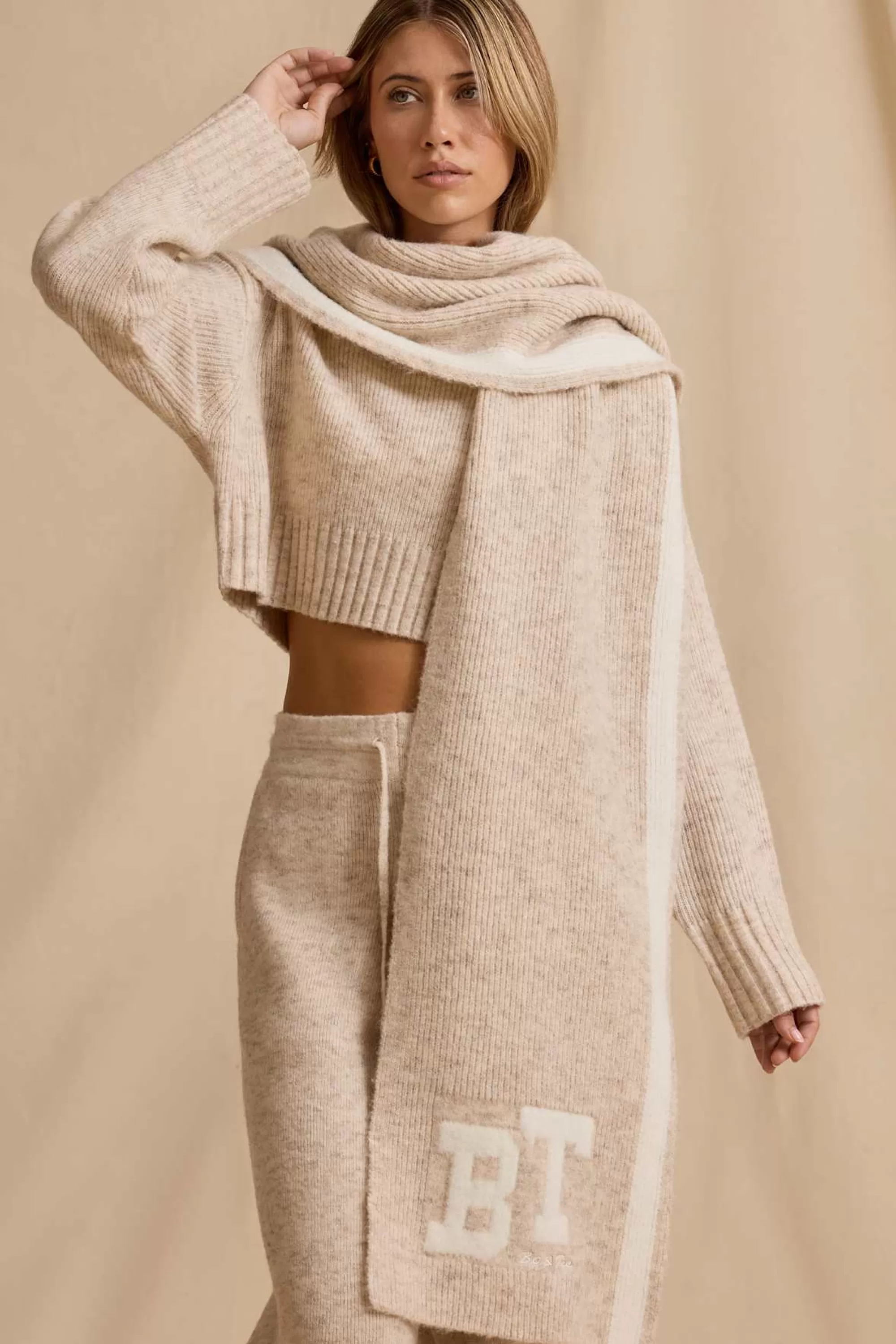 Oh Polly Oversized Knit Scarf in Cream Marl CreamMarl Flash Sale