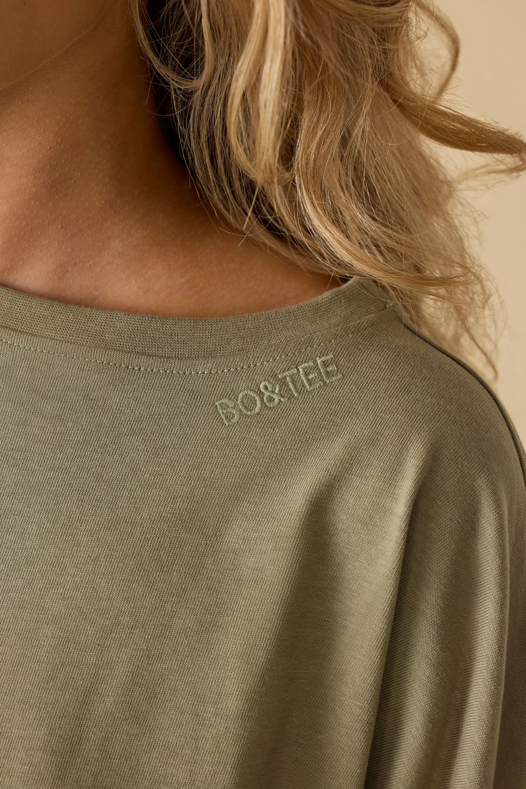Oh Polly Oversized Long Sleeve Crop Top in Soft Olive SoftOlive Discount