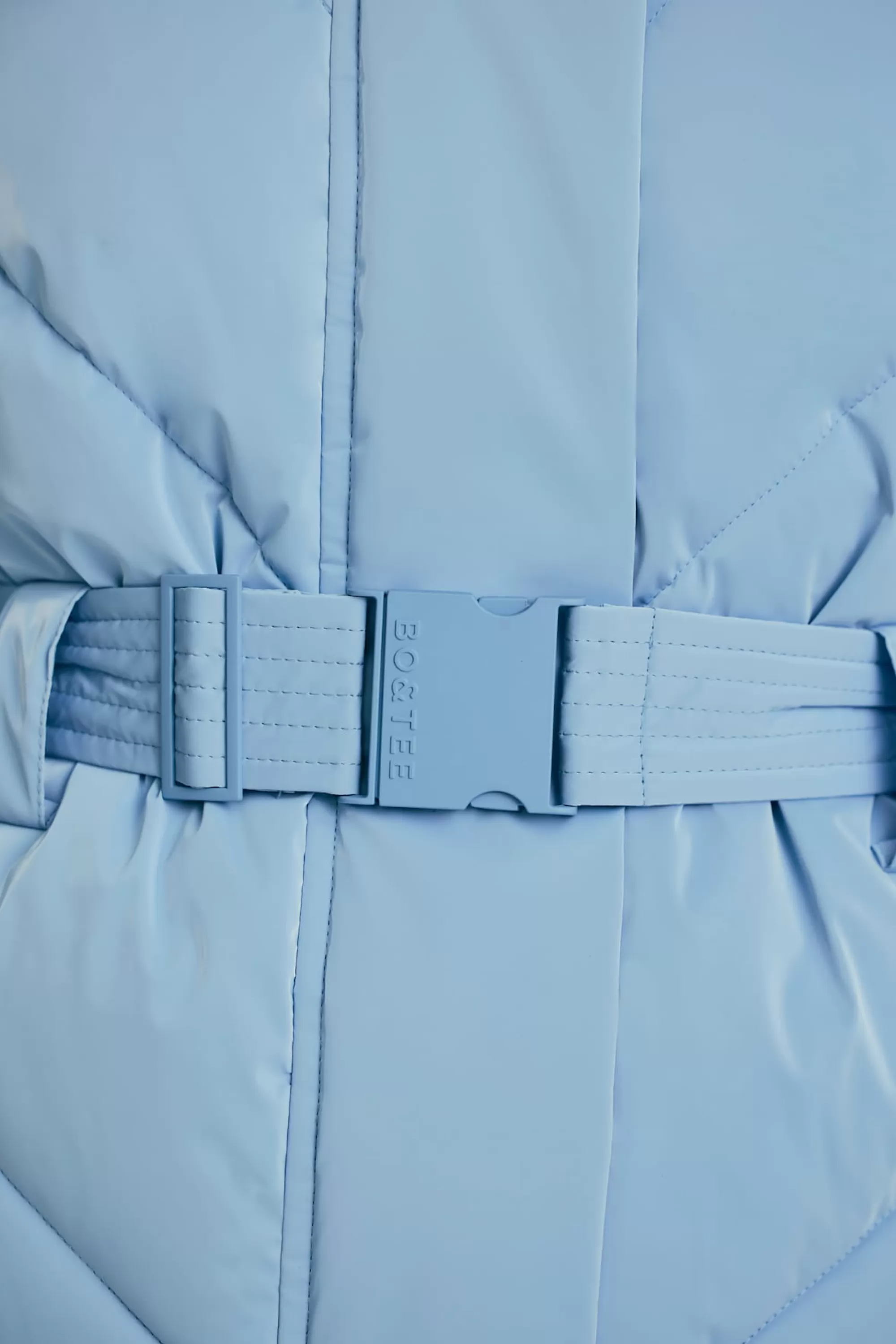 Oh Polly Oversized Quilted Hooded Ski Jacket in Ice Blue IceBlue Hot