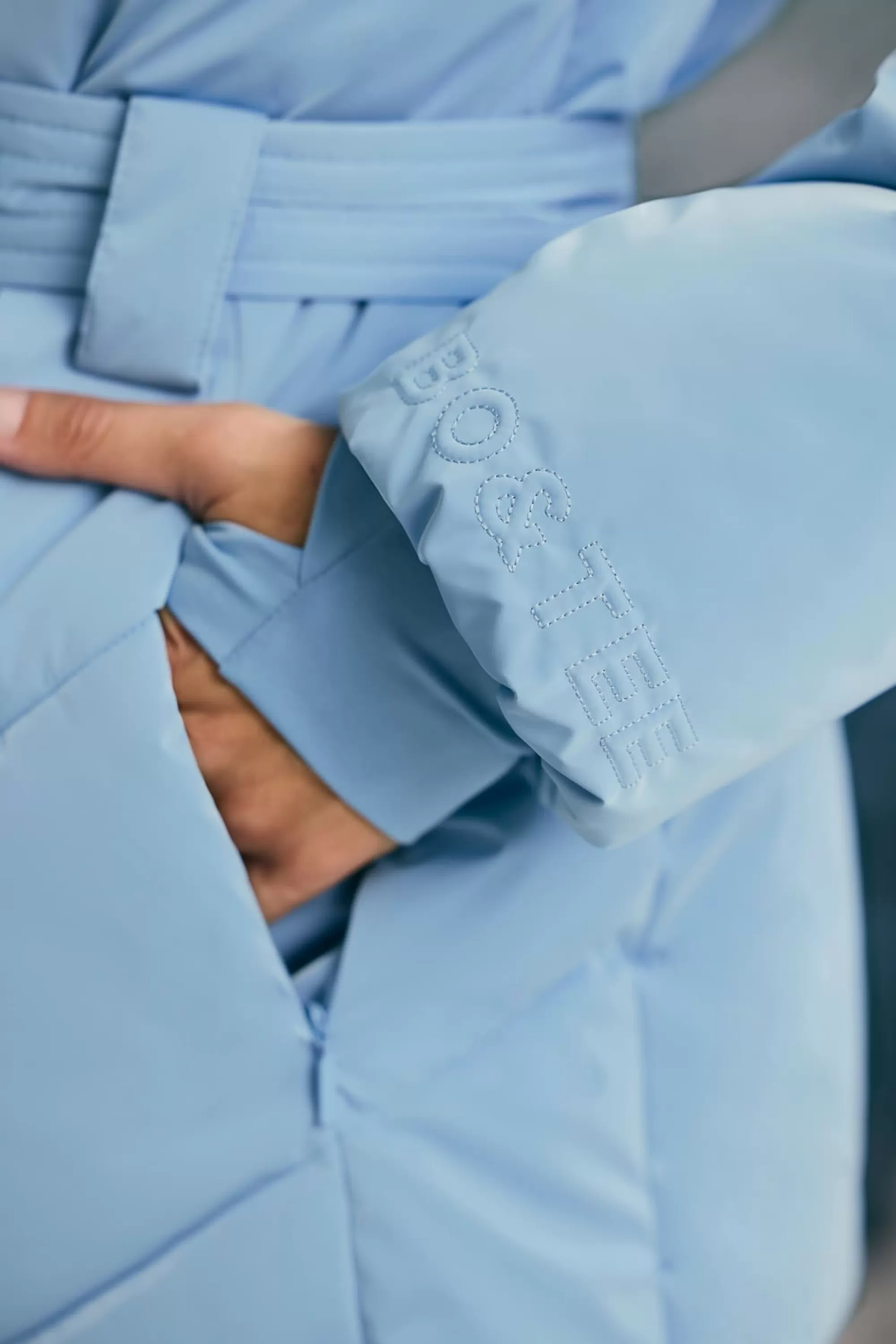 Oh Polly Oversized Quilted Hooded Ski Jacket in Ice Blue IceBlue Hot