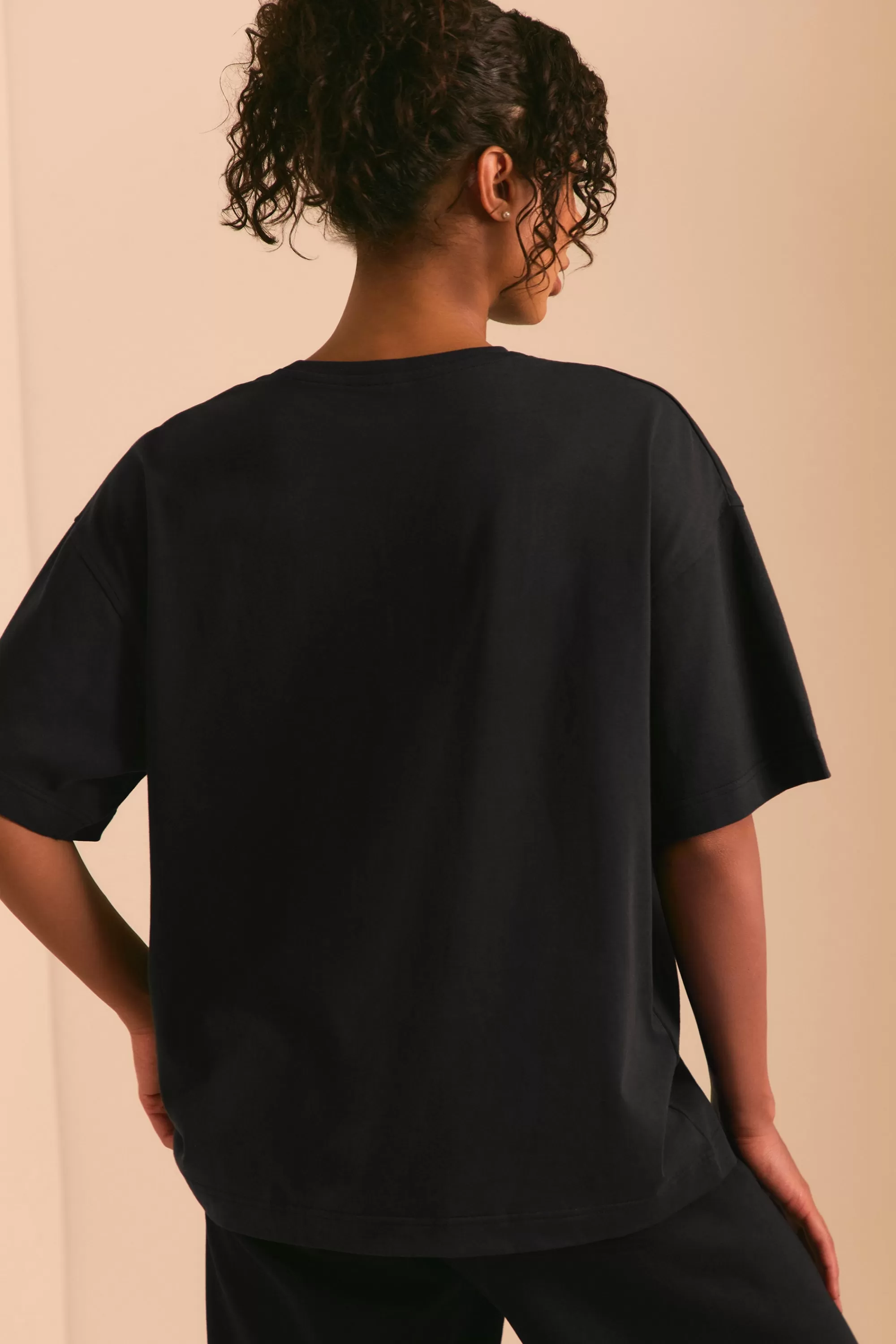 Oh Polly Oversized Short Sleeve T-Shirt in Black Outlet