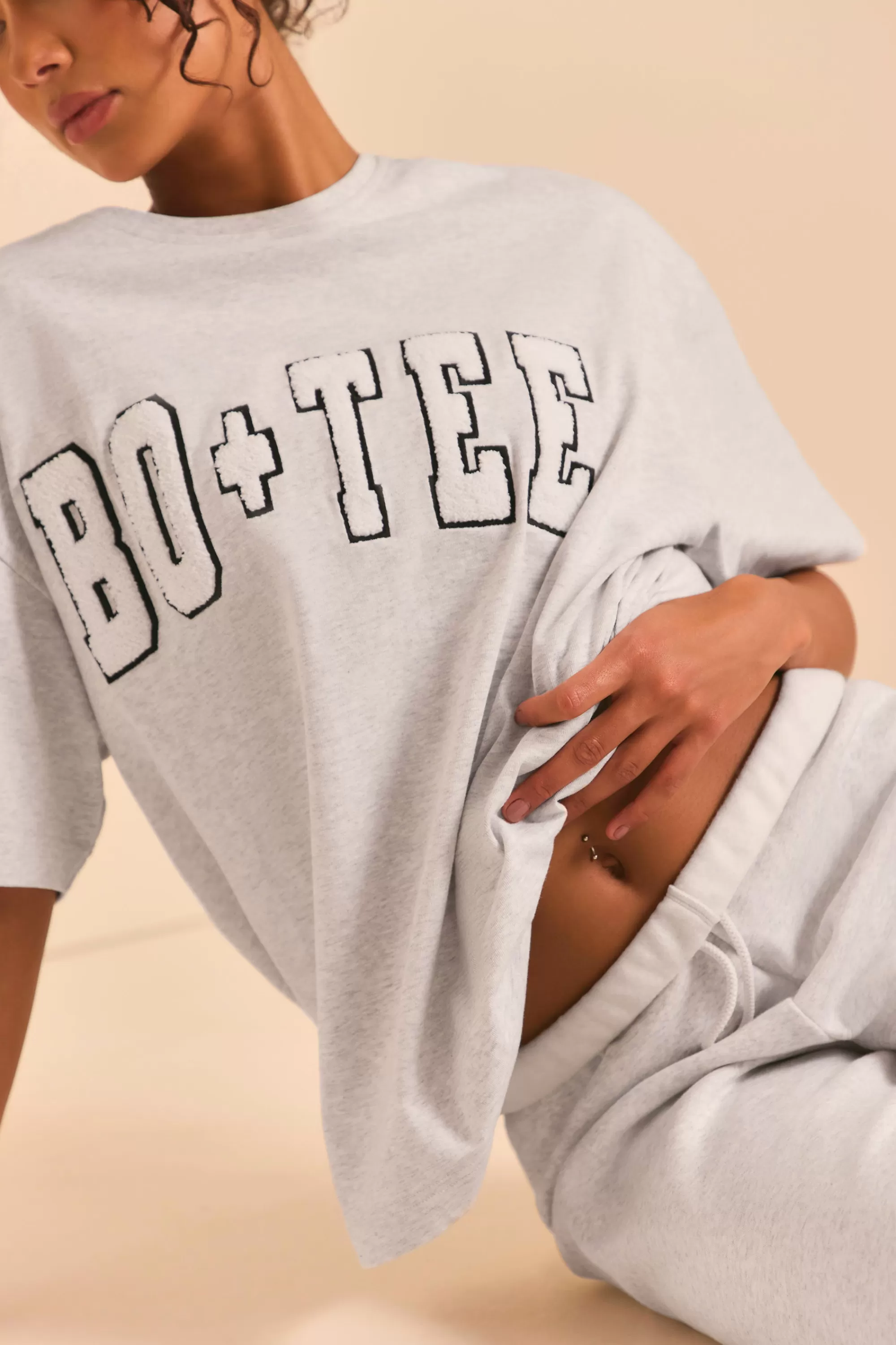 Oh Polly Oversized Short Sleeve T-Shirt in Heather Grey HeatherGrey Hot