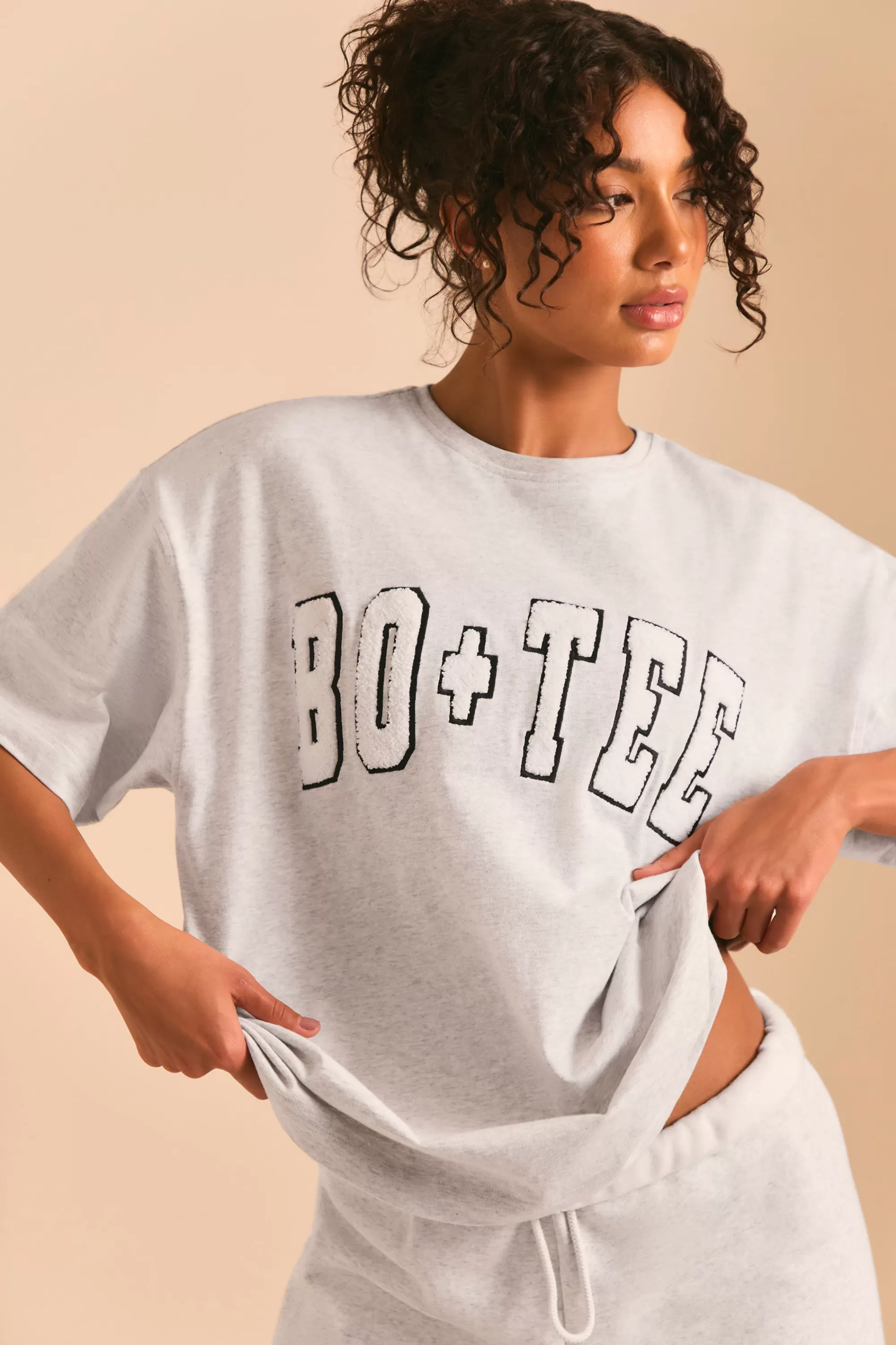 Oh Polly Oversized Short Sleeve T-Shirt in Heather Grey HeatherGrey Hot
