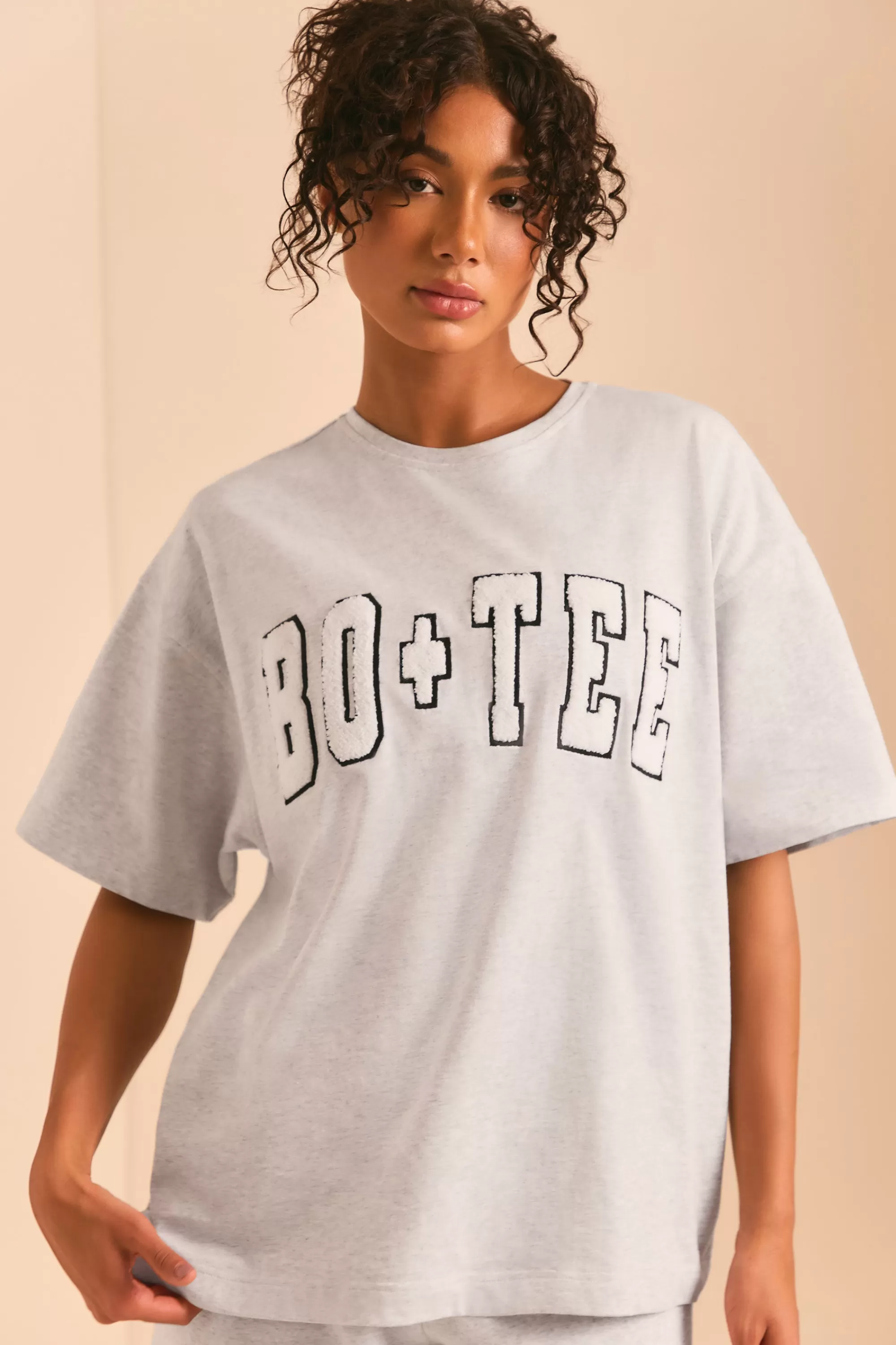 Oh Polly Oversized Short Sleeve T-Shirt in Heather Grey HeatherGrey Hot