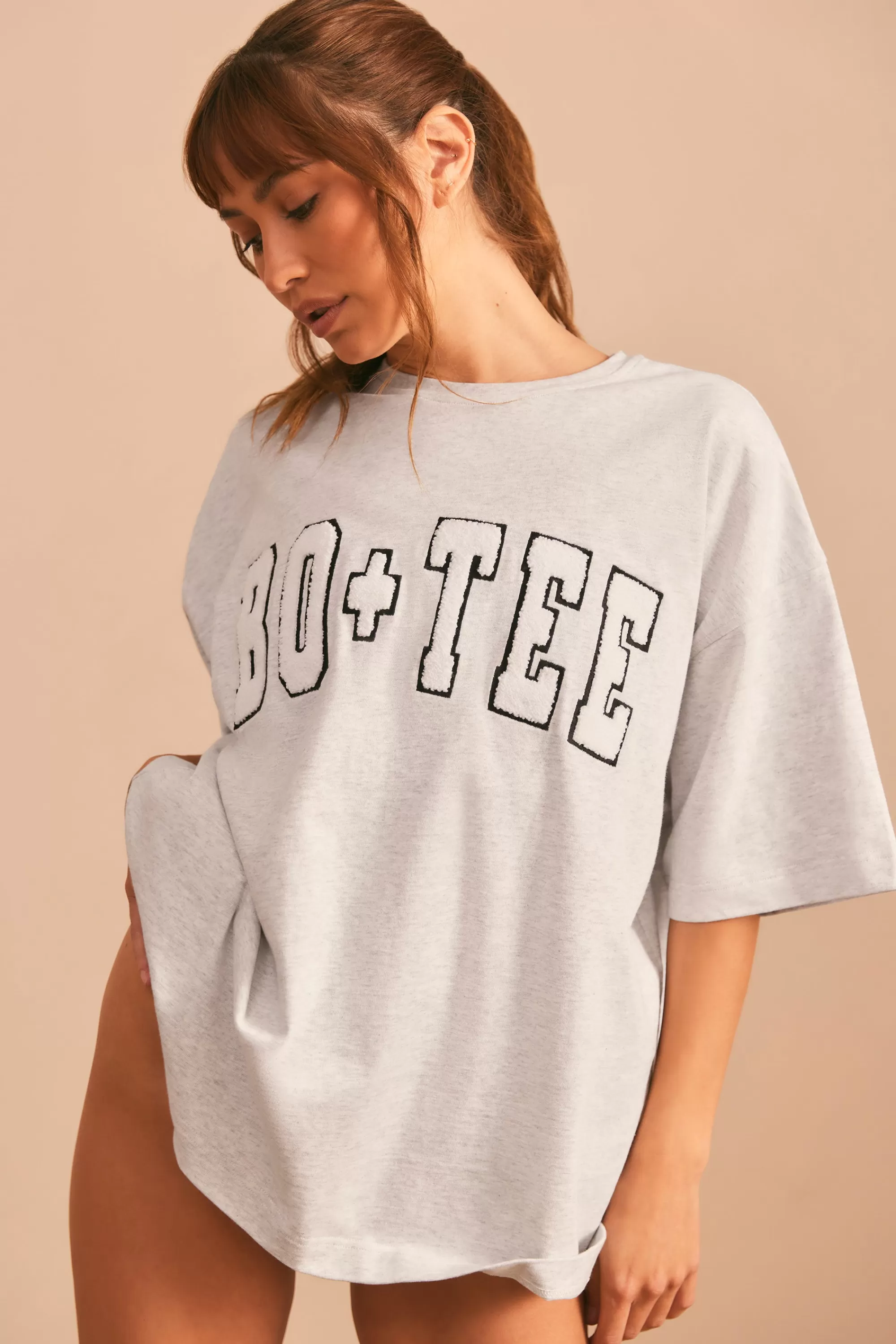Oh Polly Oversized Short Sleeve T-Shirt in Heather Grey HeatherGrey Hot