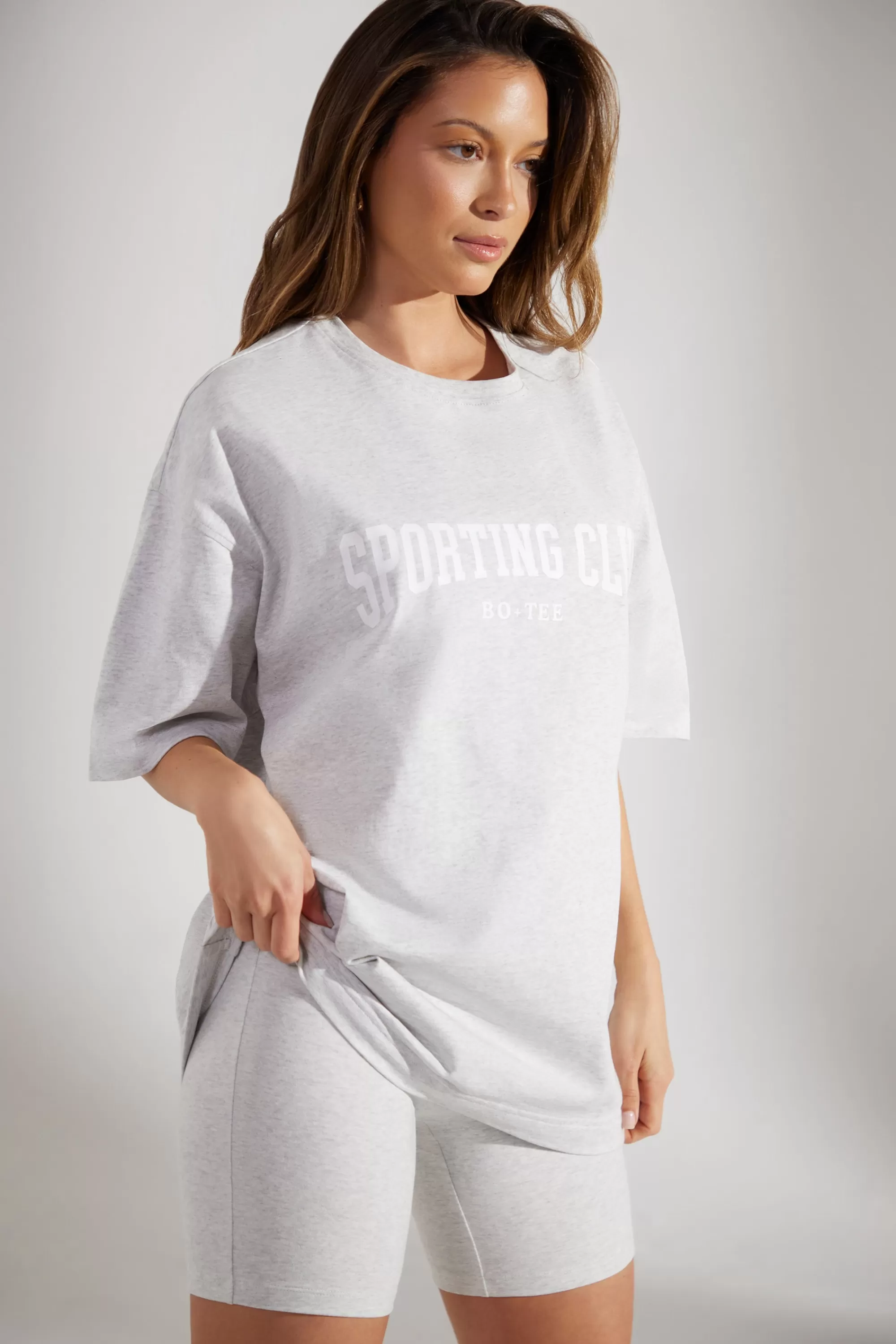 Oh Polly Oversized Short Sleeve T-Shirt in Heather Grey HeatherGrey Clearance