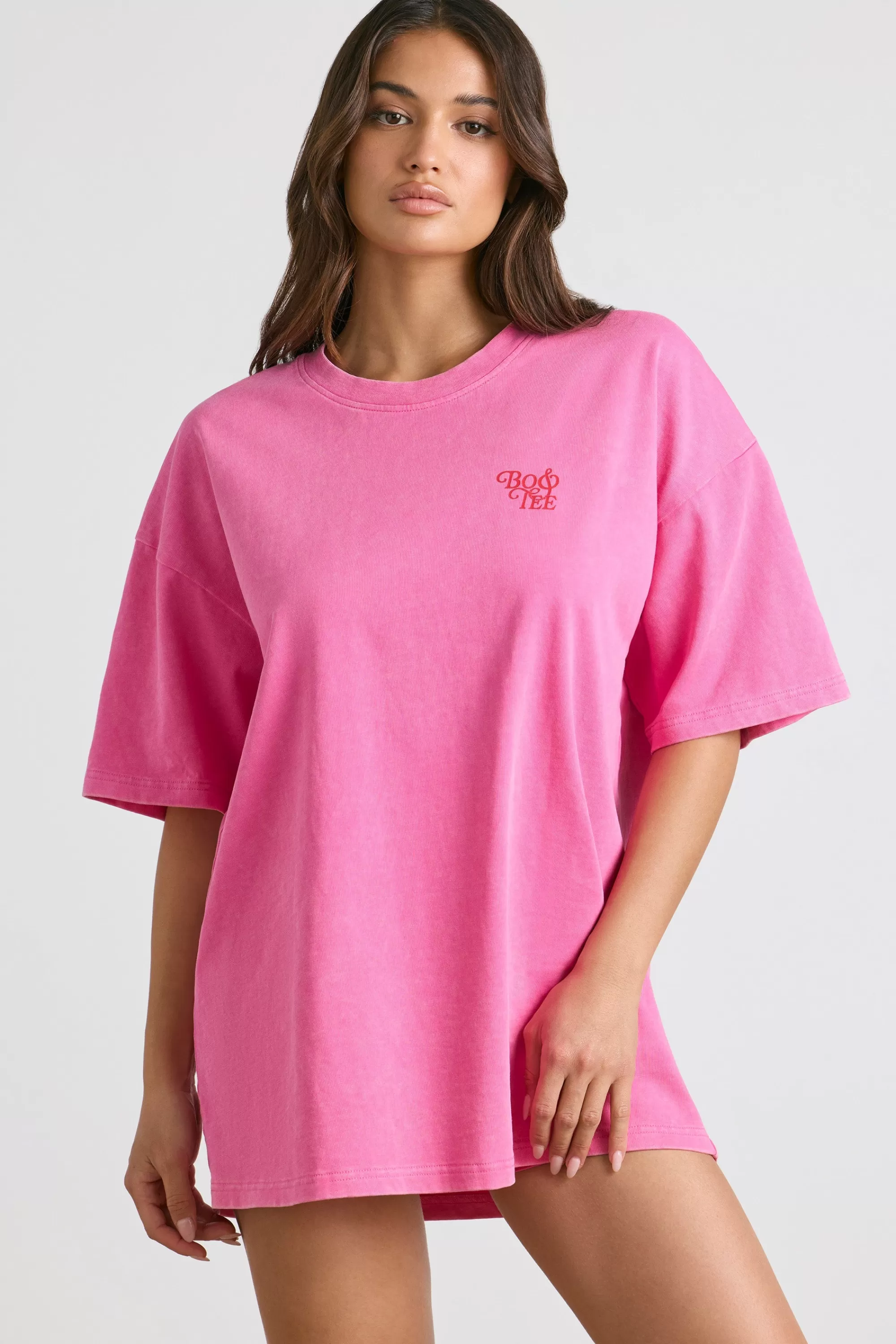 Oh Polly Oversized Short-Sleeve T-shirt in Hot Pink HotPink Hot