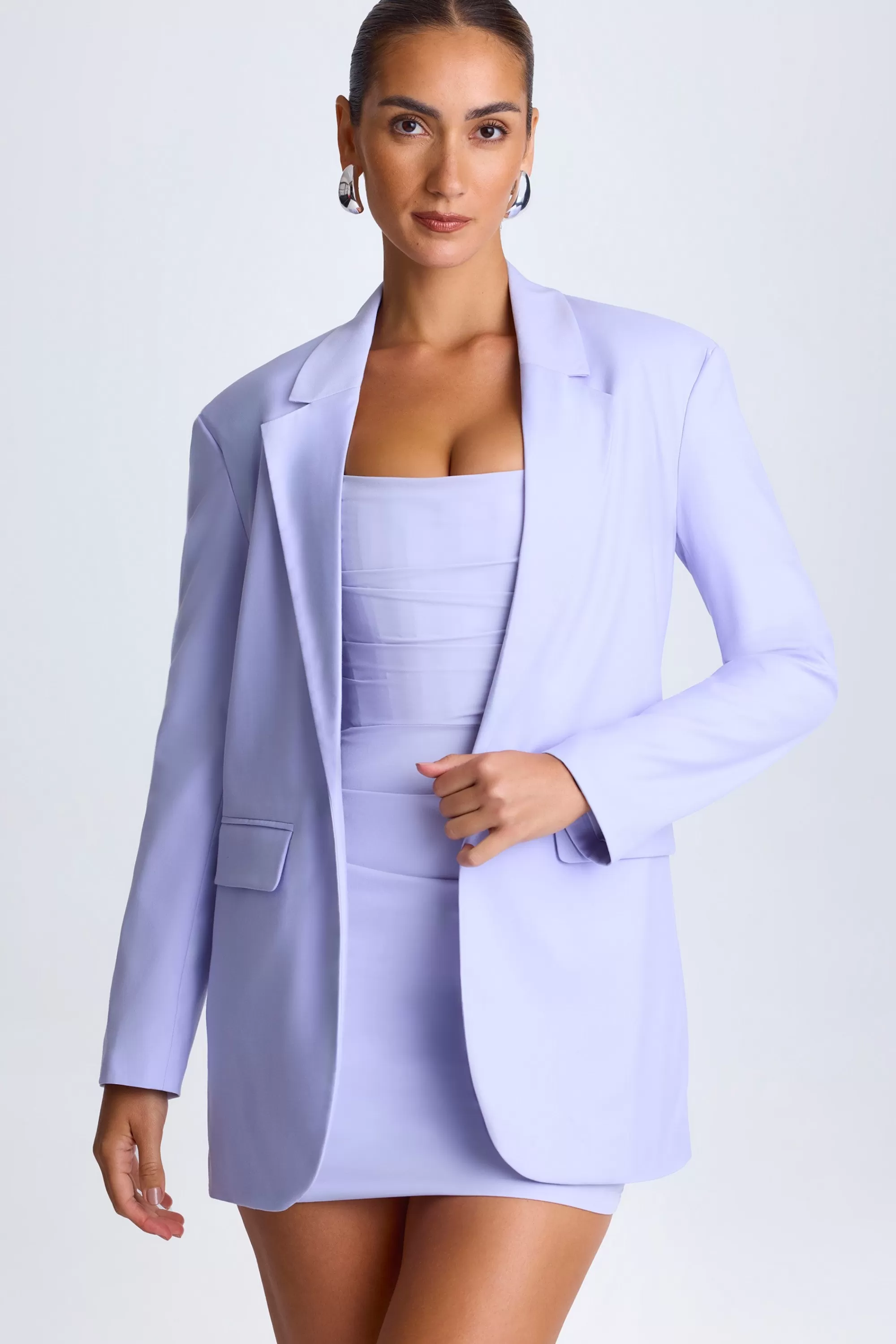 Oh Polly Oversized Single-Breasted Blazer in Soft Lilac SoftLilac Shop