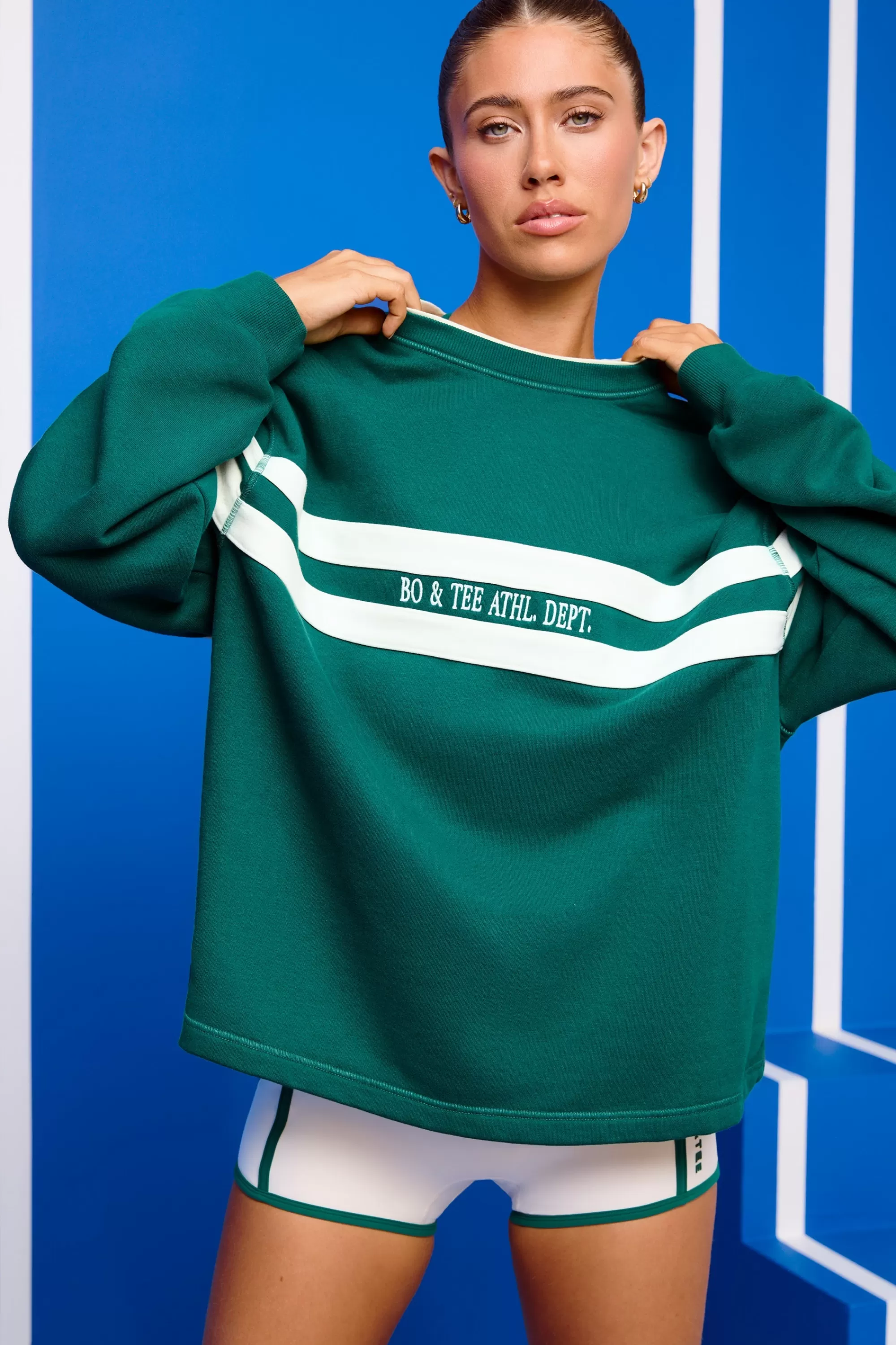 Oh Polly Oversized Sweatshirt in Varsity Green VarsityGreen Outlet