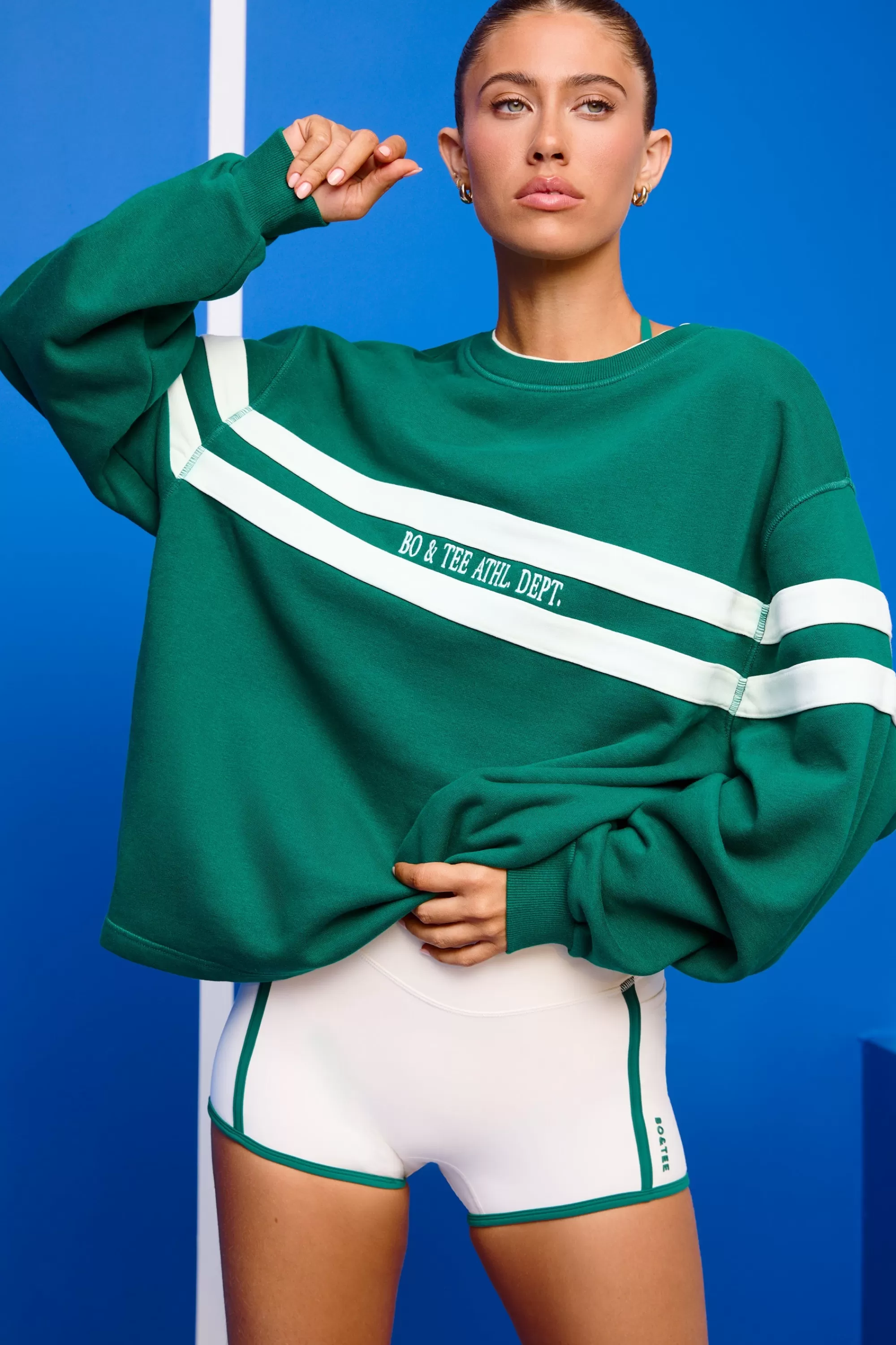 Oh Polly Oversized Sweatshirt in Varsity Green VarsityGreen Outlet