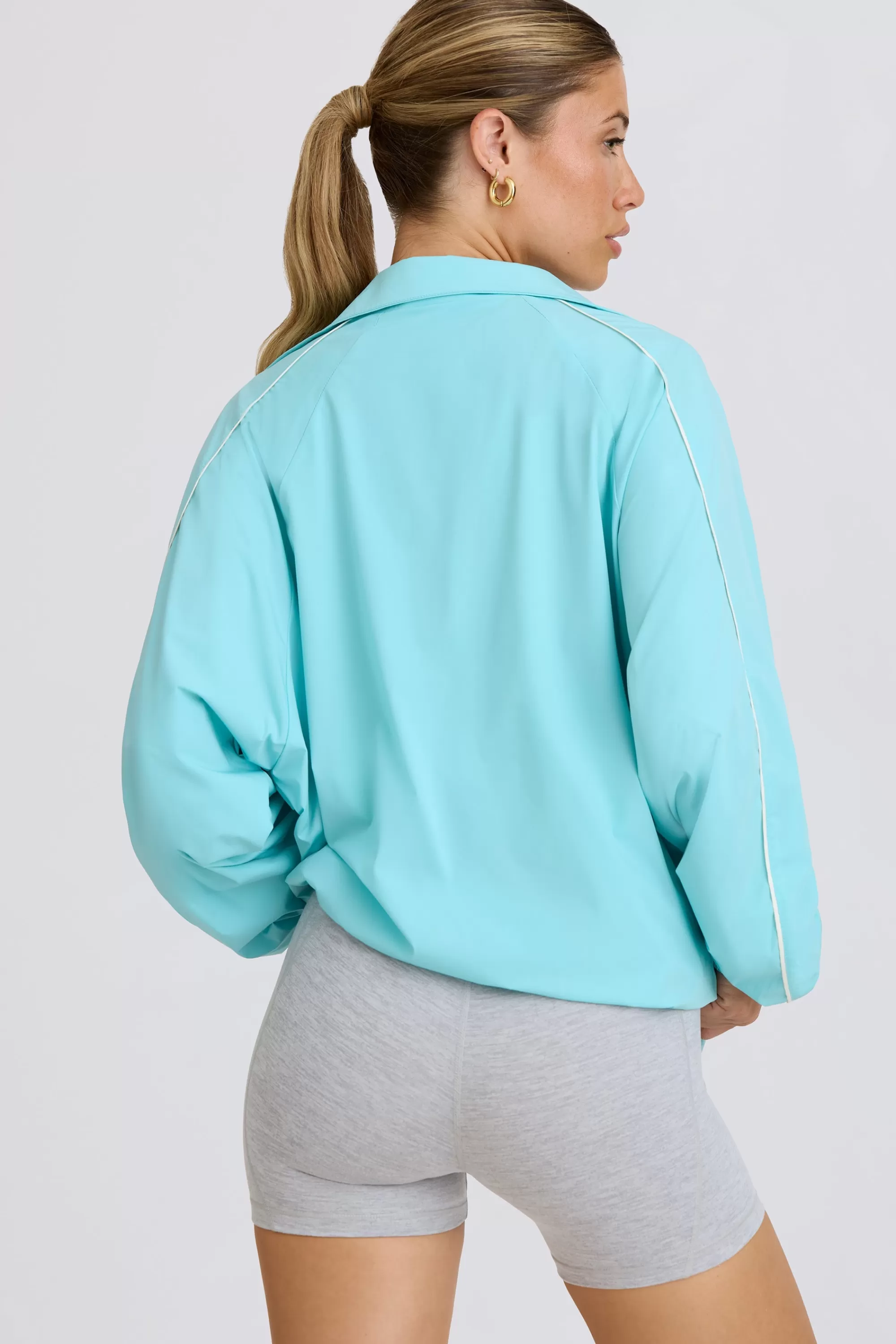 Oh Polly Oversized Track Jacket in Aqua Discount