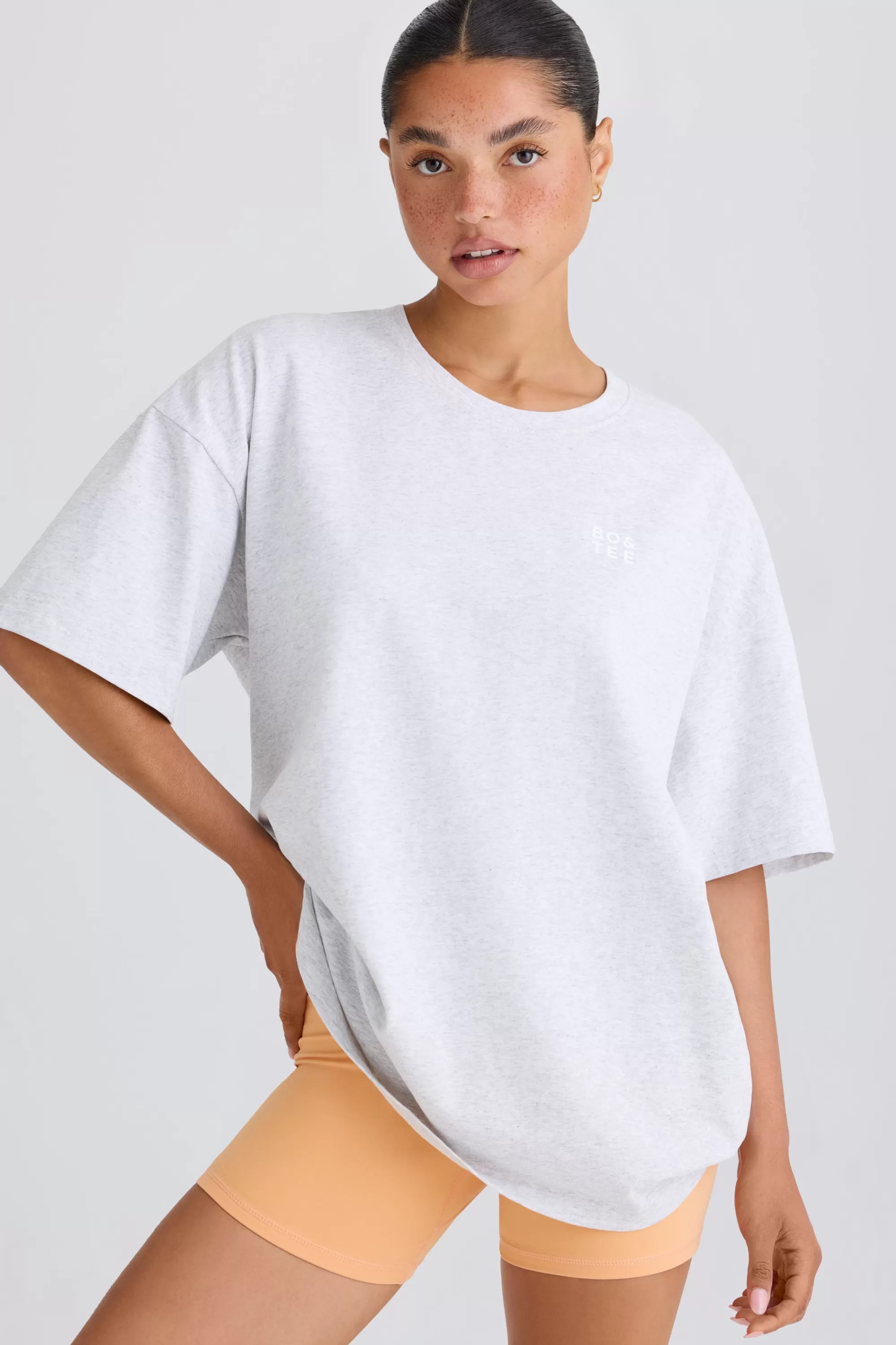 Oh Polly Oversized T-Shirt in Grey Marl GreyMarl Store