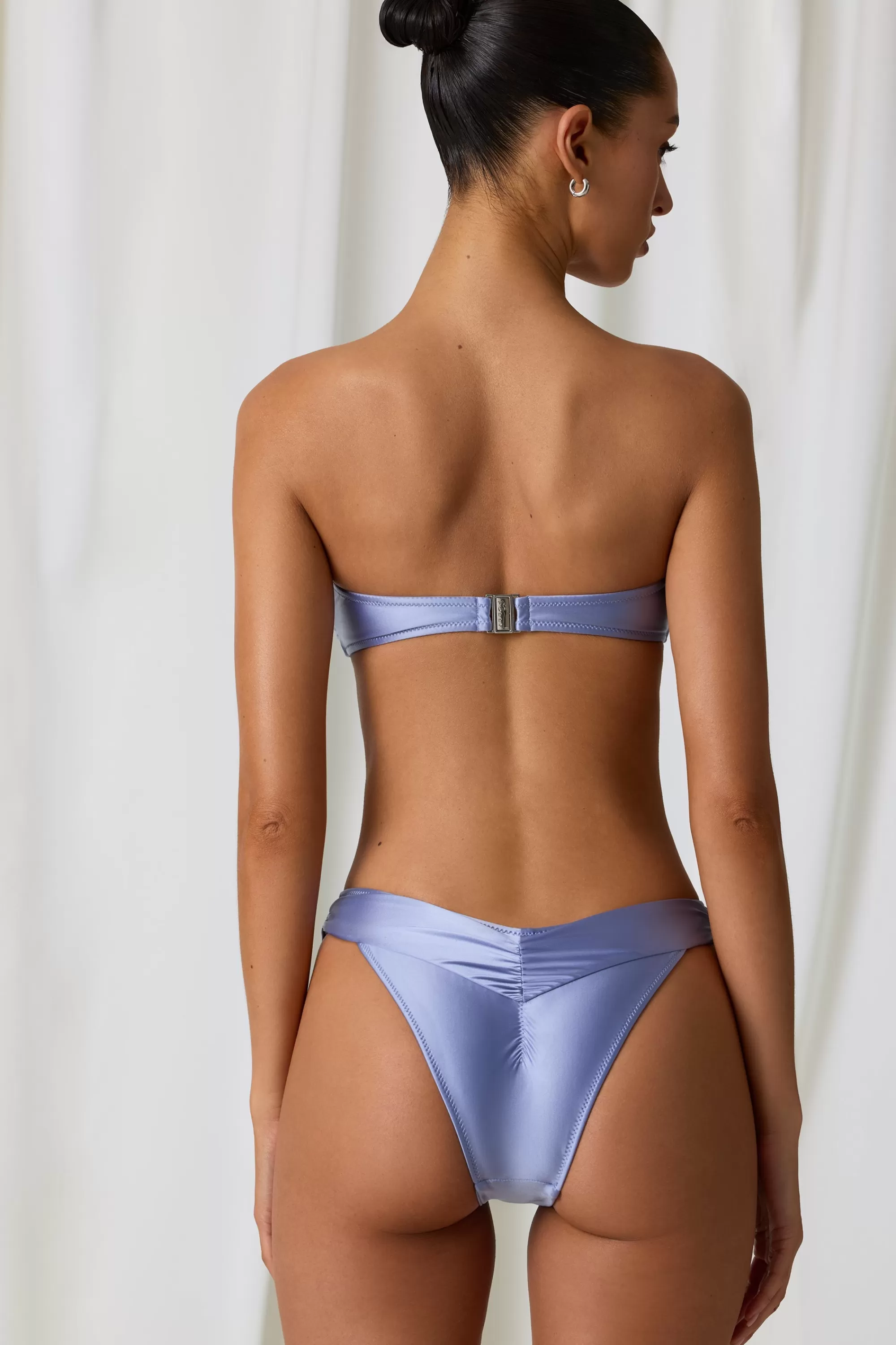 Oh Polly Pearl-Detail Bandeau Bikini Top in Lavender Purple LavenderPurple Sale