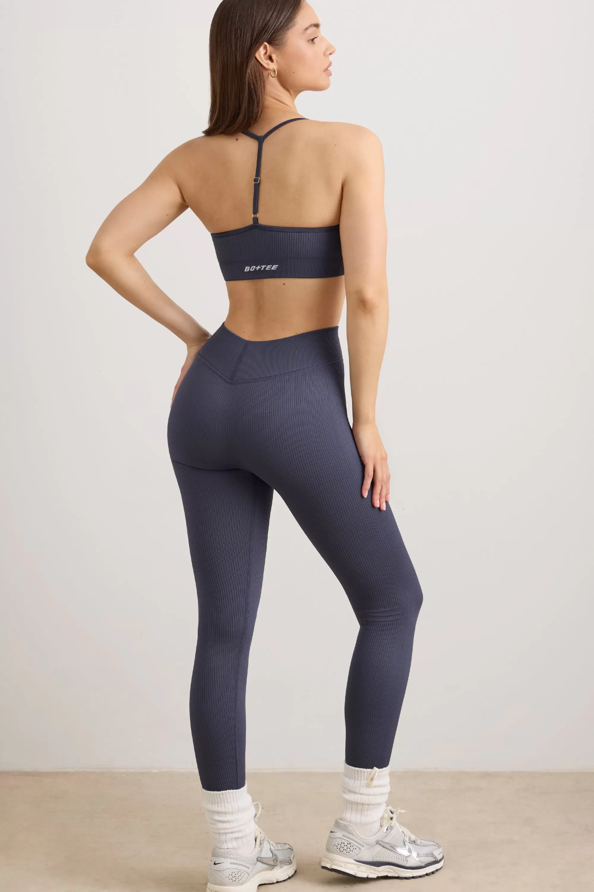 Oh Polly Petite FlexiRib High Waist Leggings in Slate New