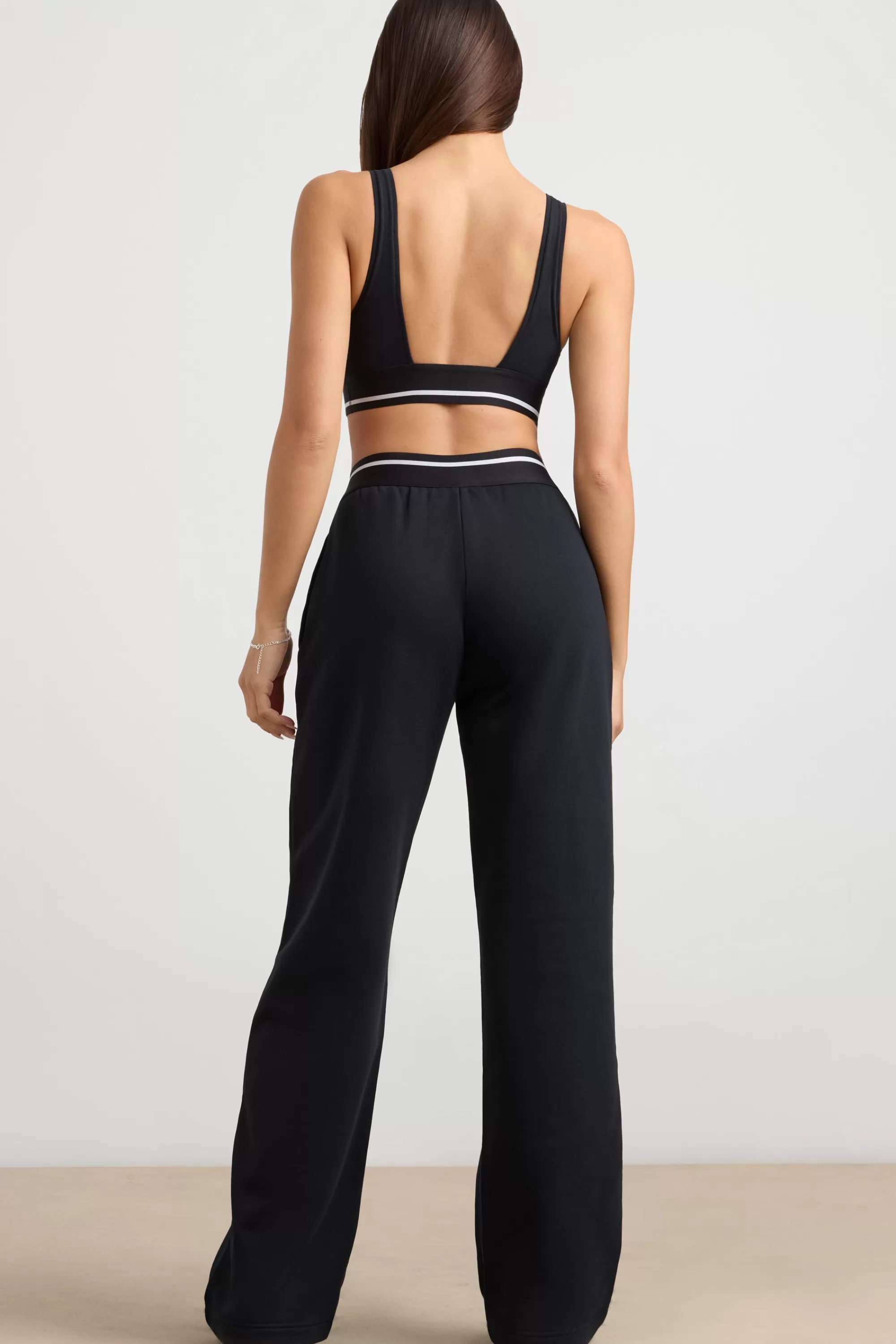 Oh Polly Petite High-Waist Straight-Leg Joggers in Black Flash Sale