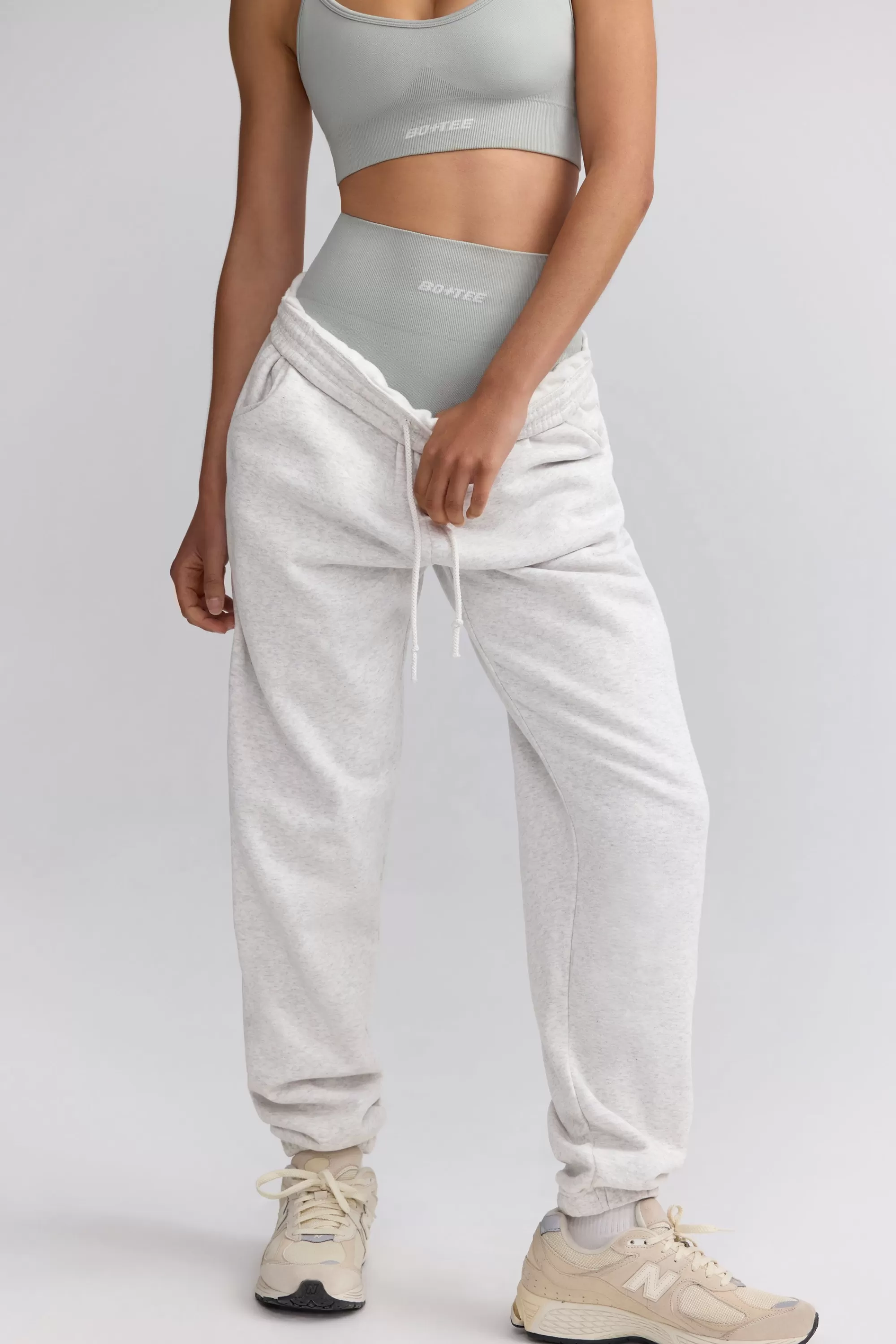 Oh Polly Petite Mid-Rise Joggers in Heather Grey HeatherGrey Hot