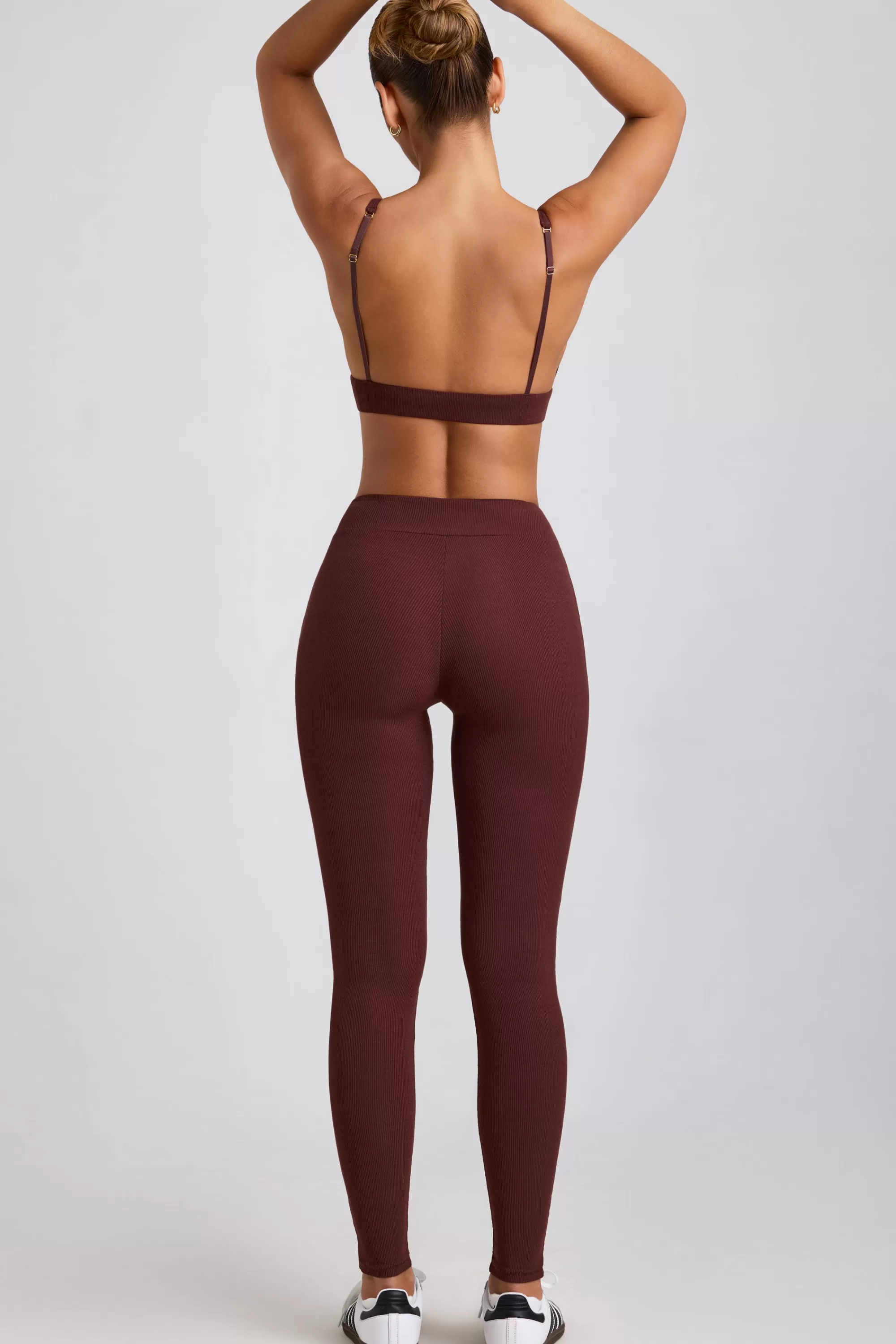 Oh Polly Petite Ribbed Modal High Waist Leggings in Espresso Store