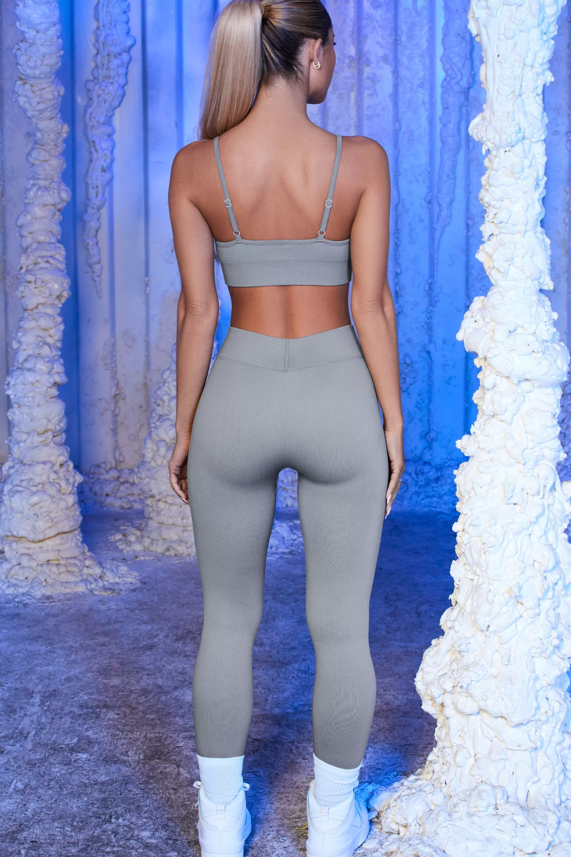 Oh Polly Petite Seamless Full Length Leggings in Grey Clearance