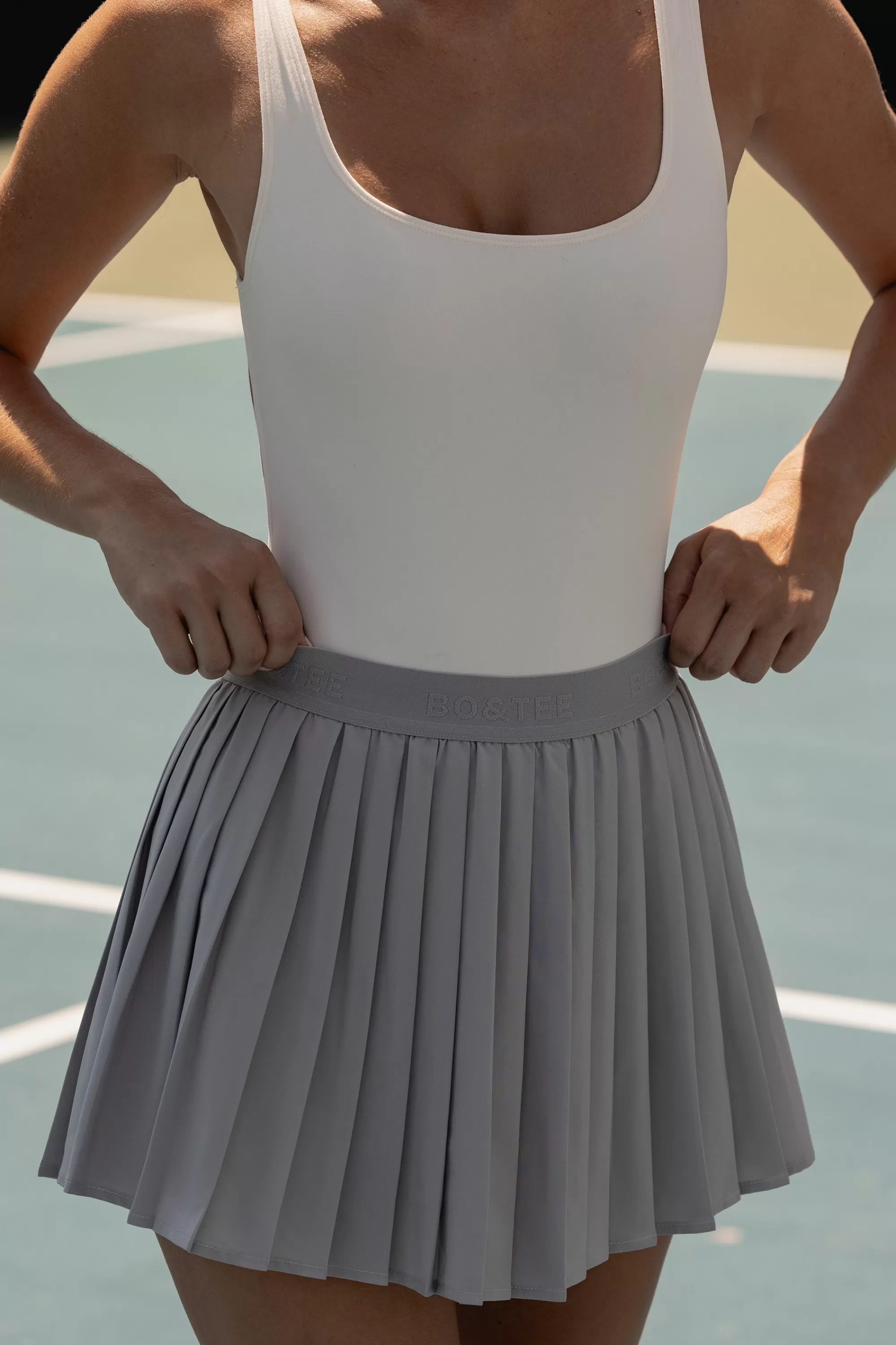 Oh Polly Pleated Tennis Skirt in Ice Grey IceGrey Hot