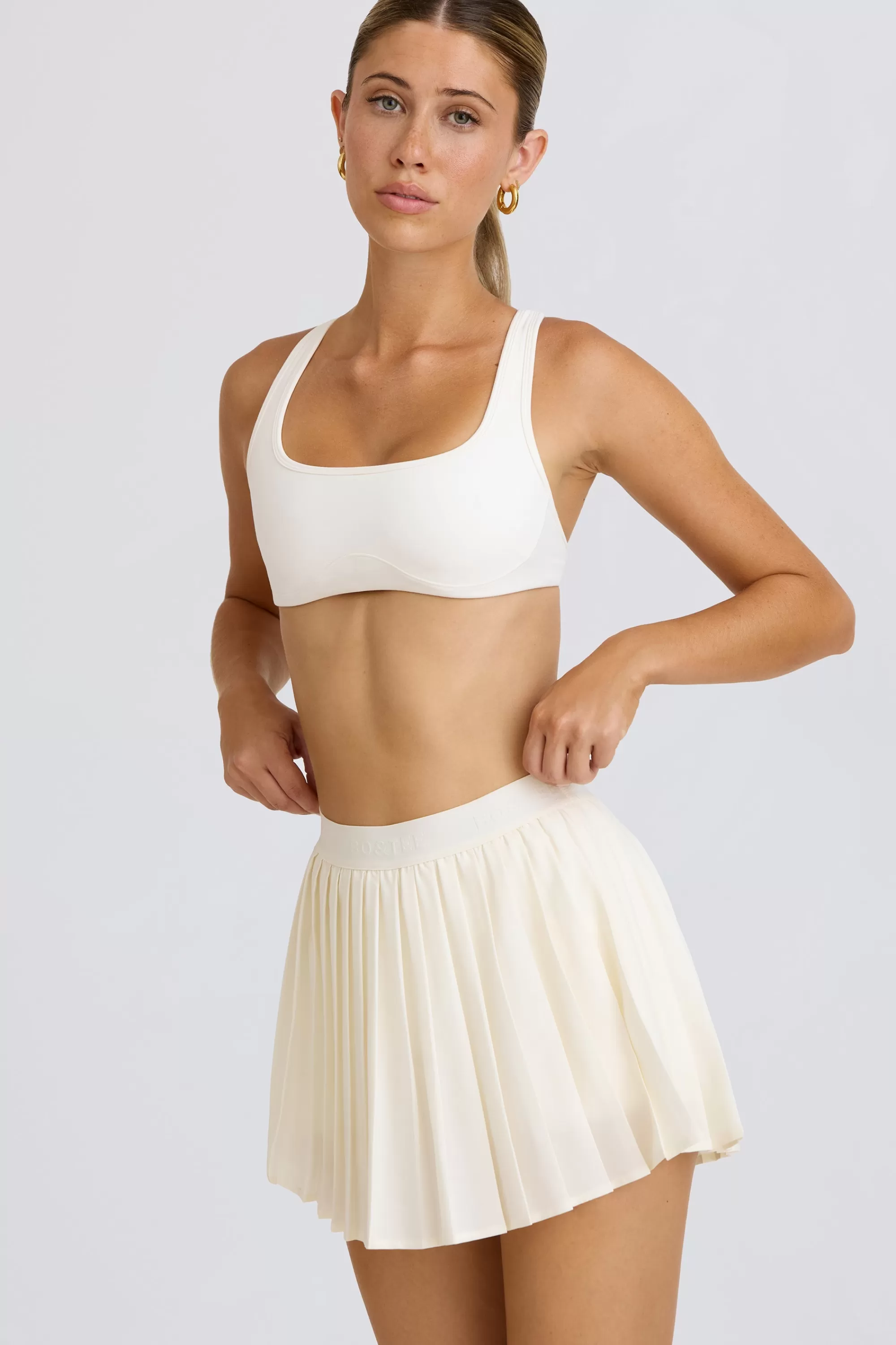 Oh Polly Pleated Tennis Skirt in White Discount