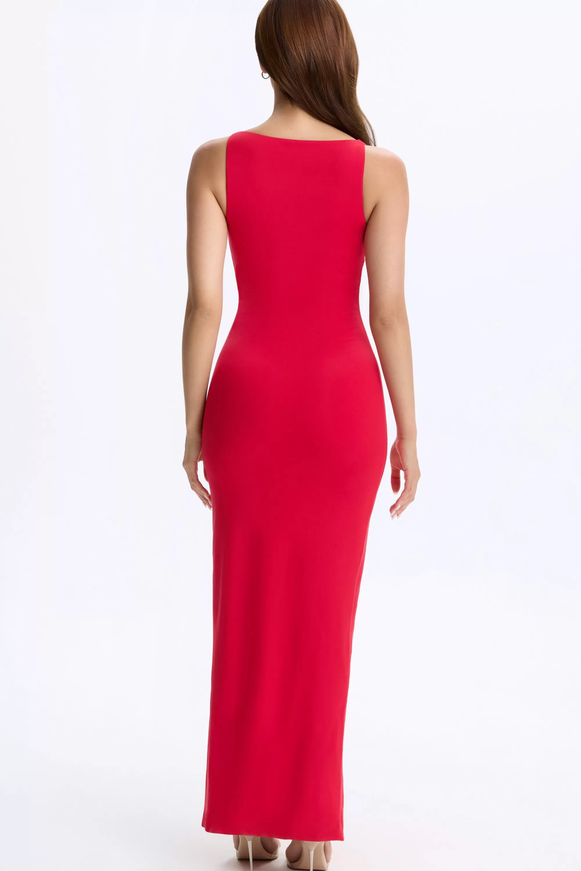 Oh Polly Plunge Cut-Out Maxi Dress in Cherry Red CherryRed Best Sale