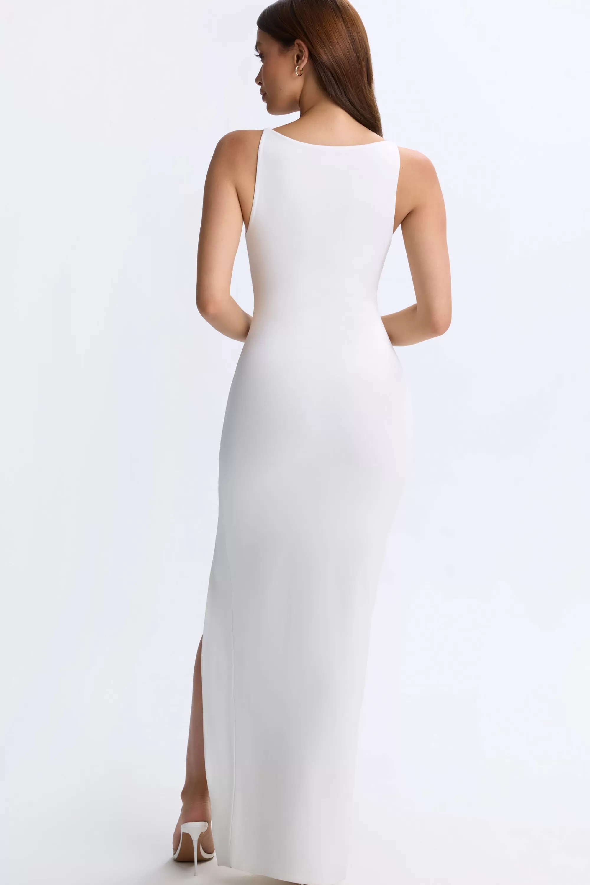 Oh Polly Plunge Cut-Out Maxi Dress in White Sale